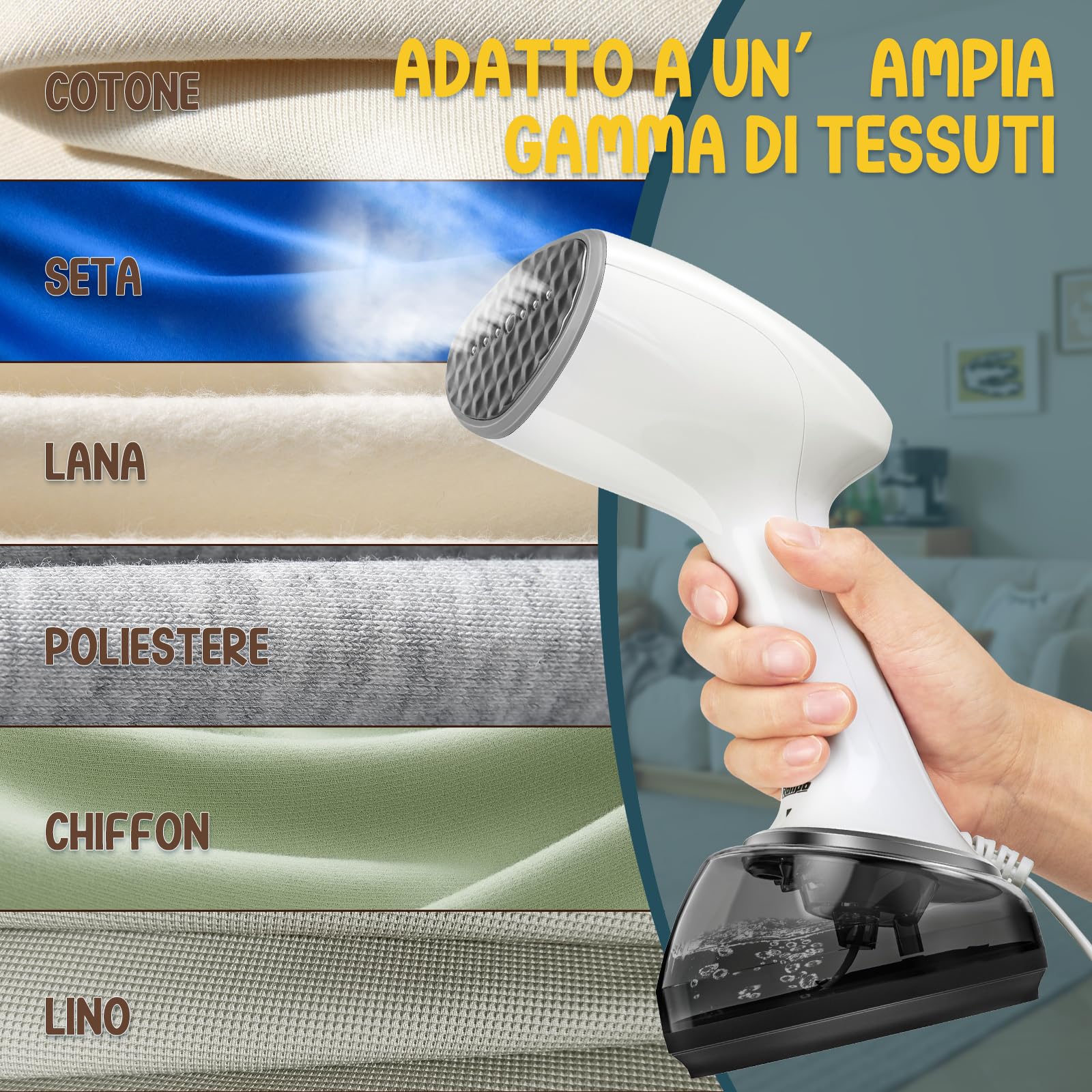 Rolipo Stiratore Verticale Portatile per Abiti, Stiratore a Vapore con Grande Serbatoio da 360 ml, Rimozione Rapida delle Pieghe, Stiratore Portatile Ideale per Casa, Ufficio e Viaggio
