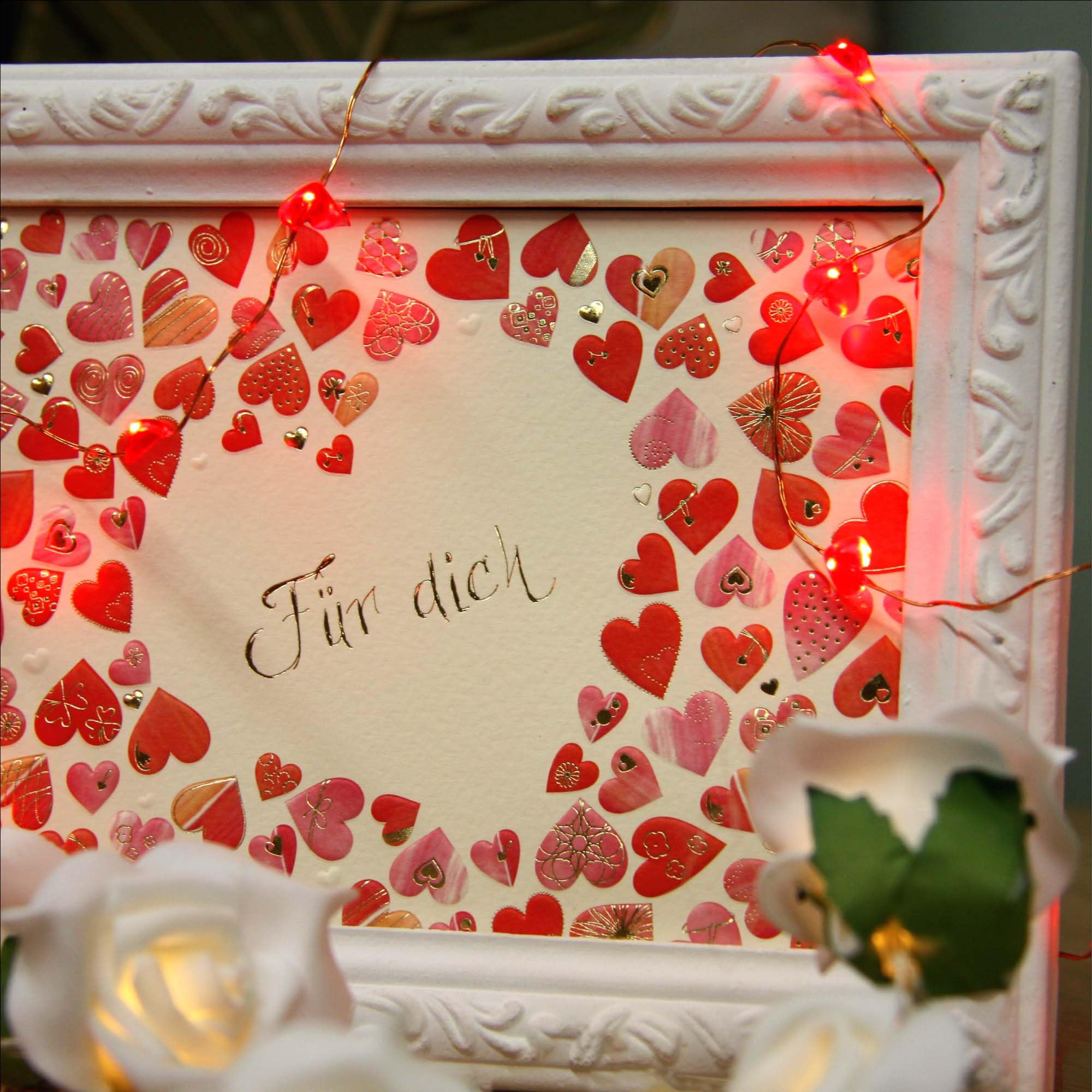 Hellum 2X LED Heart lightchain, Valentine's Day Decoration, Battery-Operated Fairy Lights with 20 LED for Indoors, Illuminated Length 1,05 m, Flexible Copper Wire Light Chain, 2 Pieces 150612 — image 1