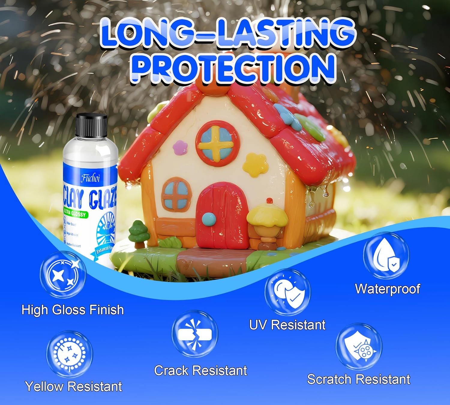 空気乾燥粘土釉 | 新バージョン 2&times;100ml 透明、クリア高光沢粘土釉シーラント - 傷防止/摩耗/ひび割れ防水ニス DIY陶器