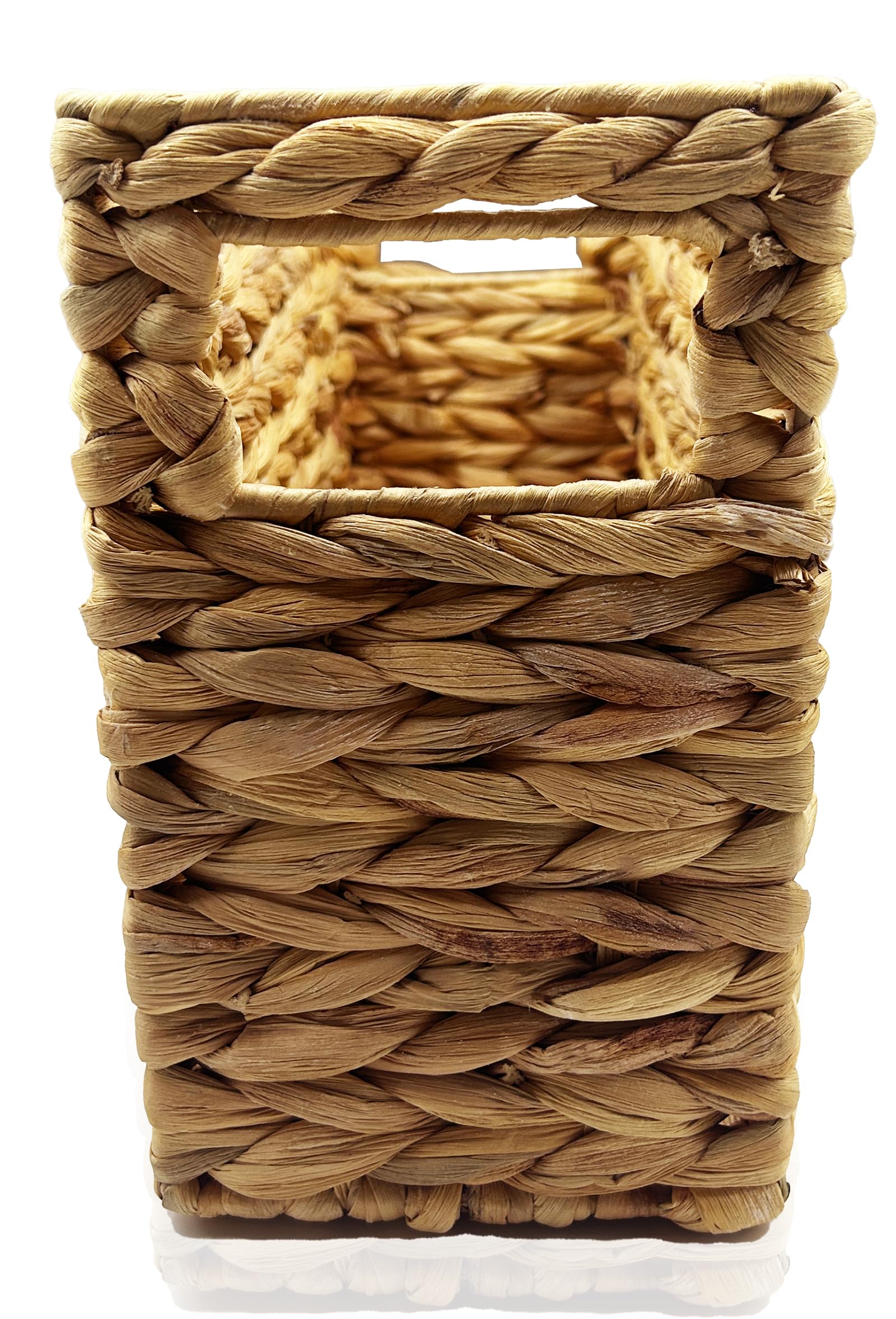 Nexboraque Porte-revues tissé à la main, panier à magazines en jacinthe d'eau, étroit 39,5 x 14,5 x 24 cm, rangement pour salle de bain, bureau