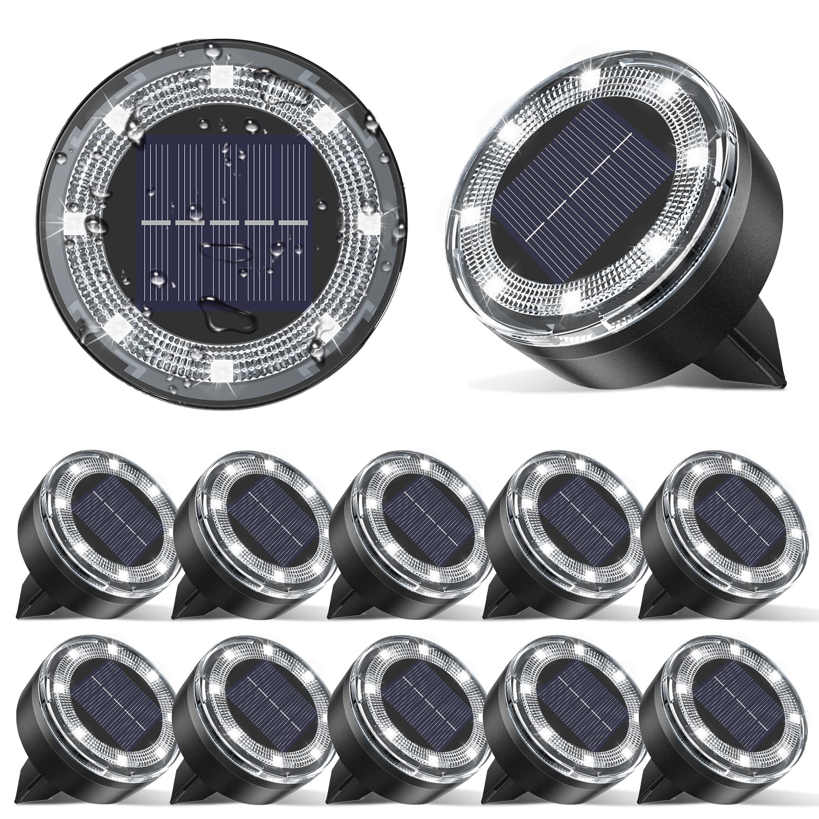 vighep Mini Solar Ground Lights 12 Pack Solar Lights Outdoor Waterproof Upgraded LED Flat Landscape Lighting for Outside