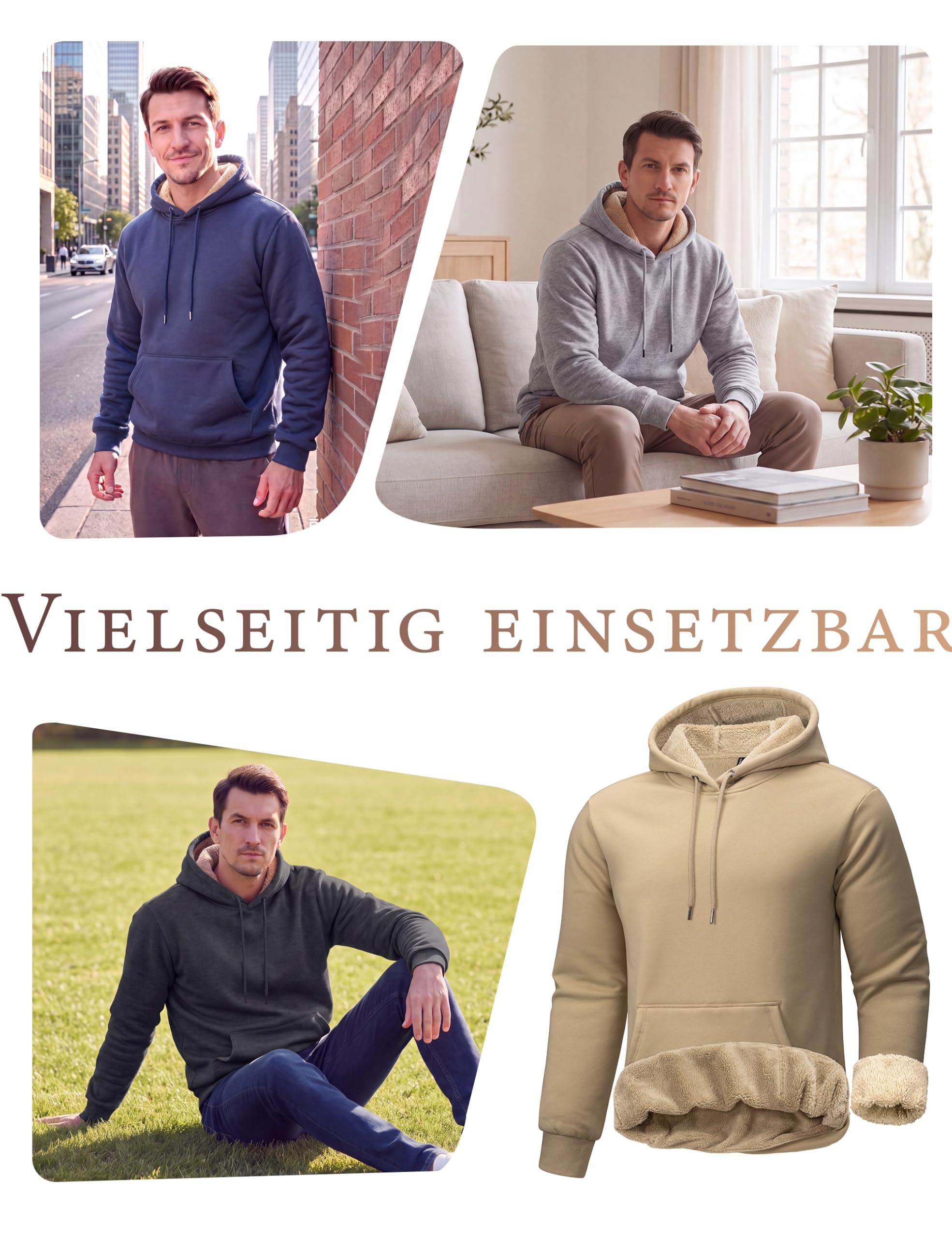 TACVASEN Herren Gefütterte Kapuzenpullover Warme Fleece Sweatshirts Hoodie Langarm mit Kapuze