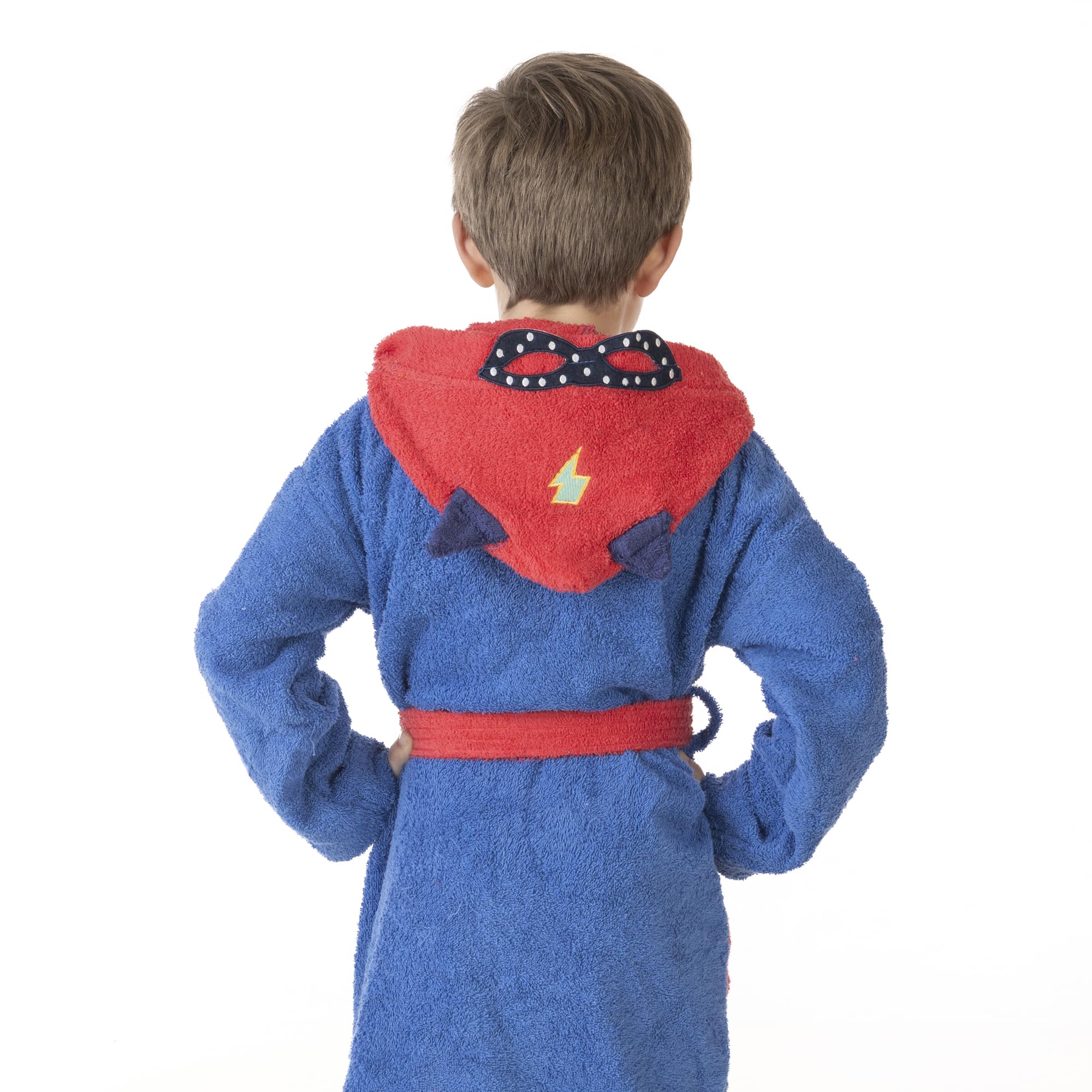 LEBENGOOD - Peignoir Enfants adolescents 100% Coton OEKO-TEX - 2 Poches, Ceinture, Capuche, Peignoirs en peluche très doux avec broderies pour enfants