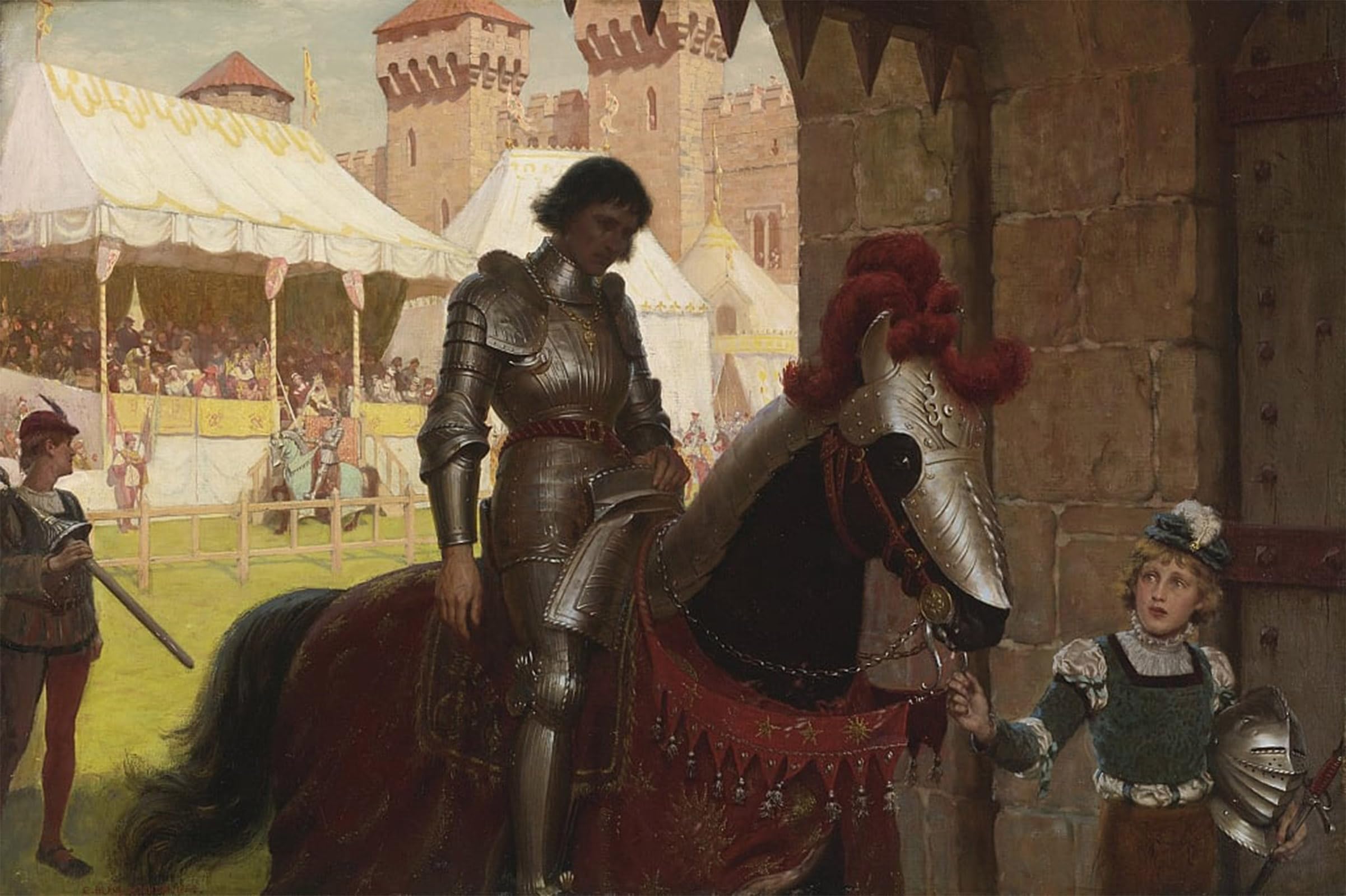 SERENDIPITP Vintage Wall Art Canvas Nordic Poster Canvas Print Picture Vanquished by Edmund Blair Leighton Wall Art Poster for Home Decor 60x90cm