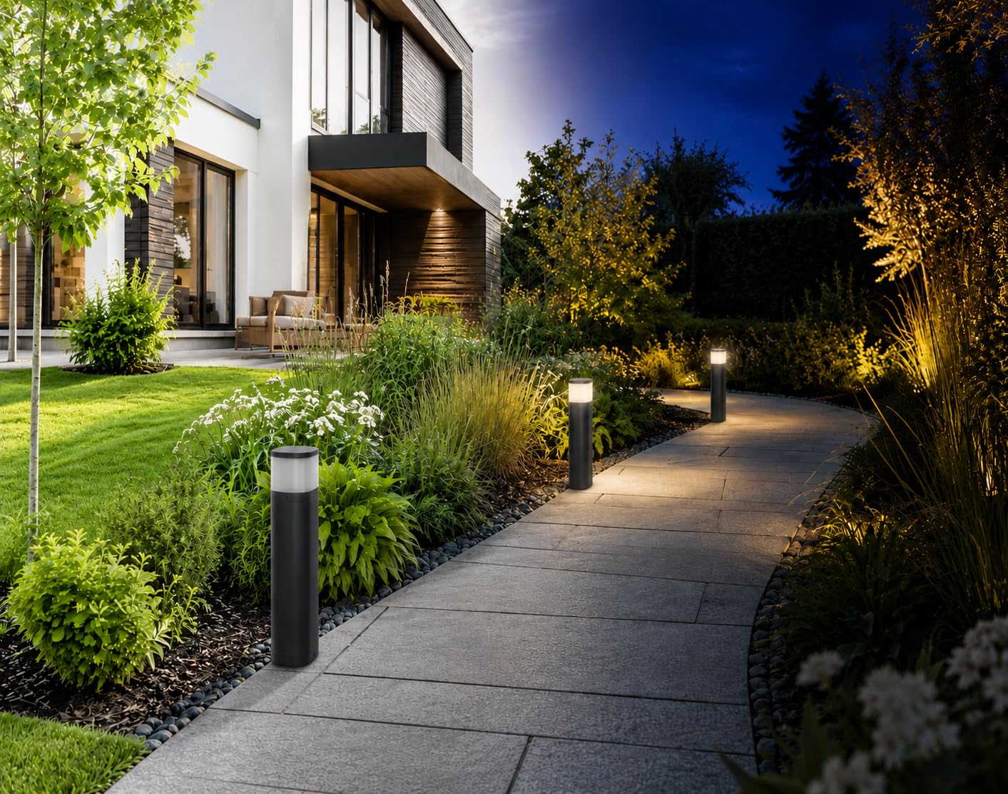BOLD Lámpara de exterior para caminos - 350 lm, 2700 K blanco cálido, IP44 | Lámpara de jardín de 360 grados con LED G9, aluminio, estaca y material de montaje incluidos. Ideal para entradas y terrazas