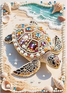 LQCrafK DIY Pearl Painting Creative Design Handmade Healing Stress Relieving Home Wall Decoration Frameless Painting Art-Sea Turtle-2