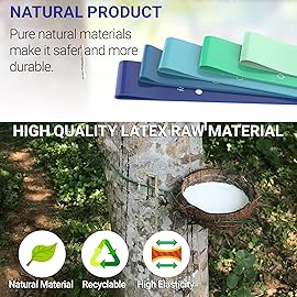 TechStone Resistance Bands Set for Men and Women, Pack of 5 Different Levels Elastic Band for Home Gym Long Exercise Workout - Great Fitness Equipment for Training, Yoga - Free Carrying Bag (Blue)