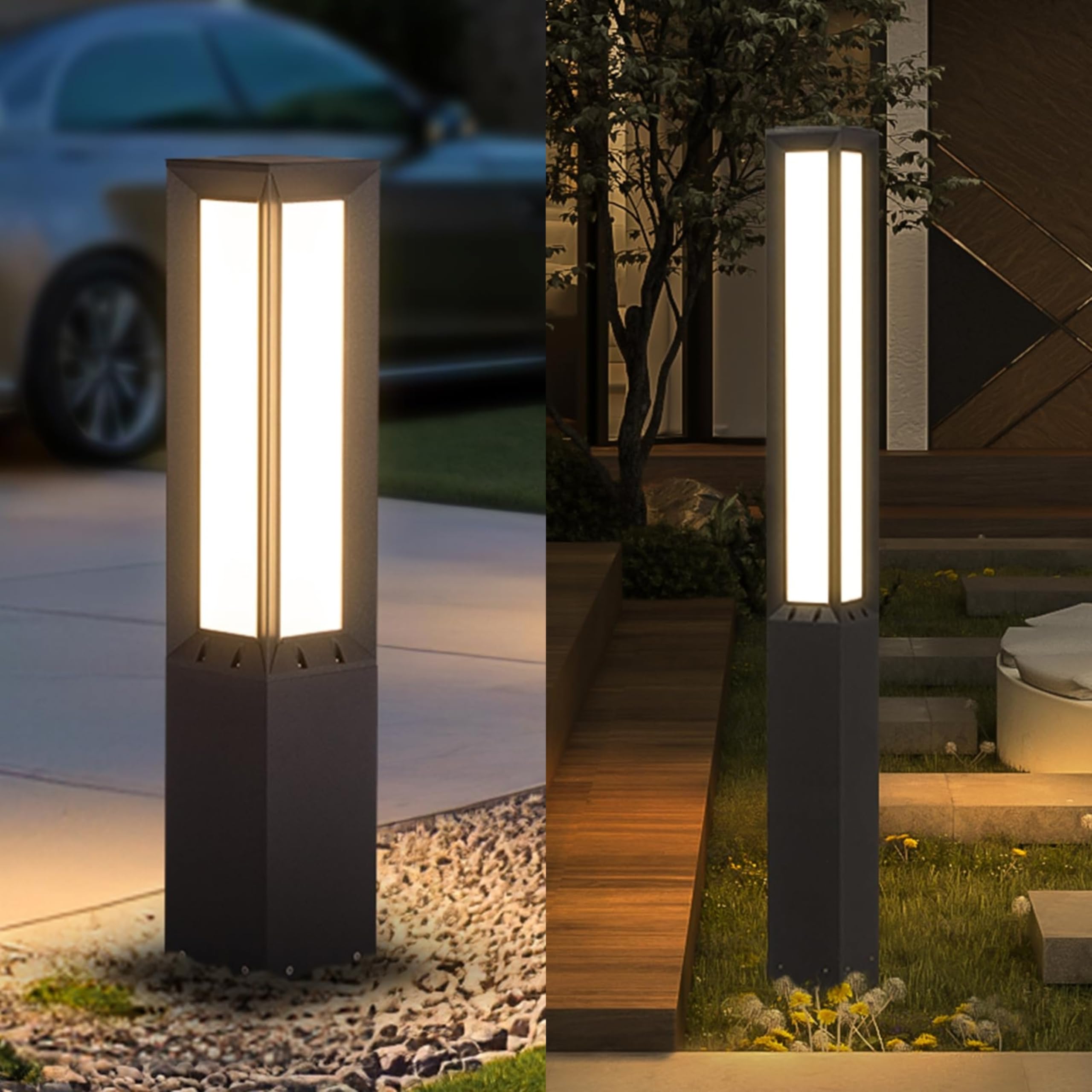 MVBT Outdoor Pathway Light 31 5 Solar Path Lights and 71 Landscape Lighting Hard Wired Waterproof Bollard Lantern