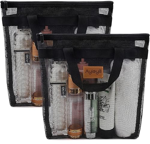 Ayieyill Organizador de ducha portátil, bolsa de malla para ducha, de secado rápido, artículos de tocador y organizador de baño para dormitorio