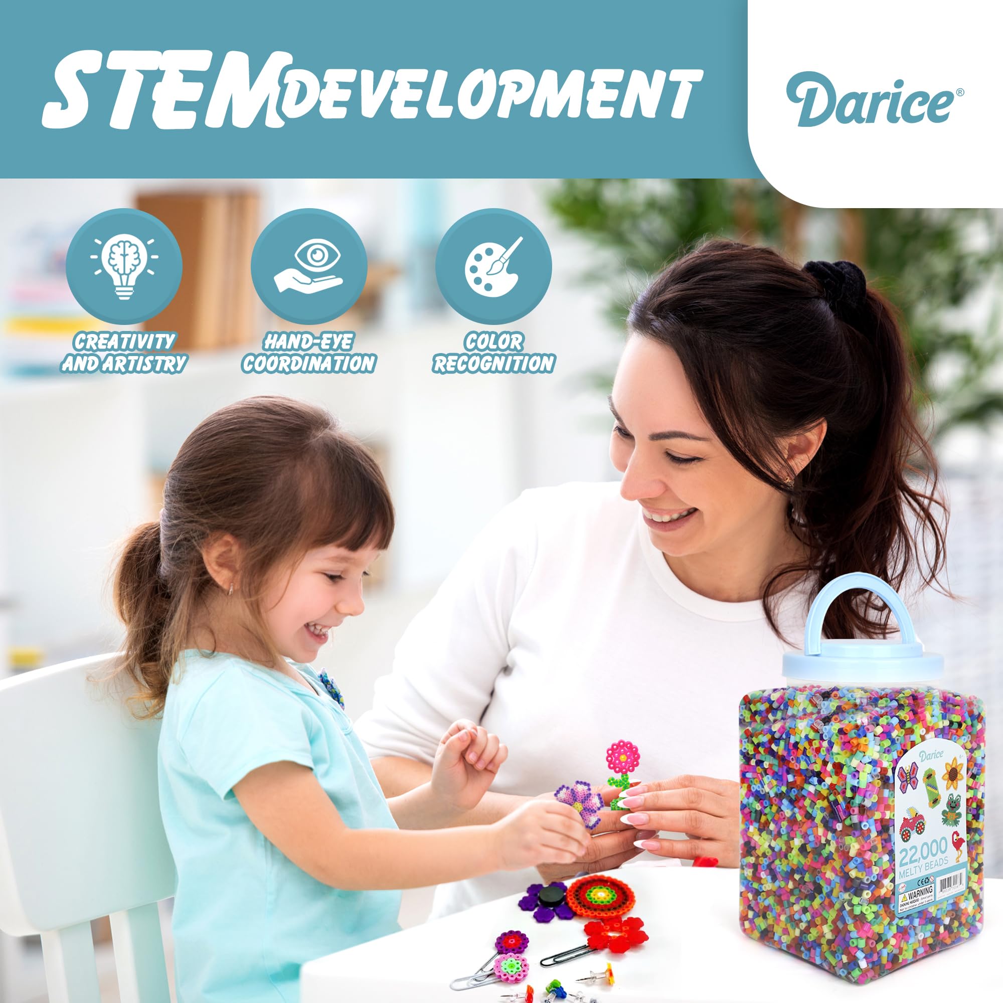 Darice Fuse Beads, Bulk Assorted Multicolor Melty Beads for Kids Crafts, Big Bucket of 22000 pcs - Image 7