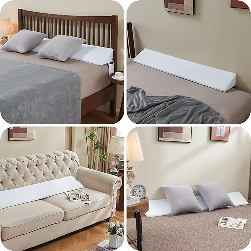 Miniatura 7 de Almohada de cuña de cama de tamaño individual (39 x 10 x 6 pulgadas) para cabecero, relleno de huecos de cama, colchón de fideos, almohada de cuña
