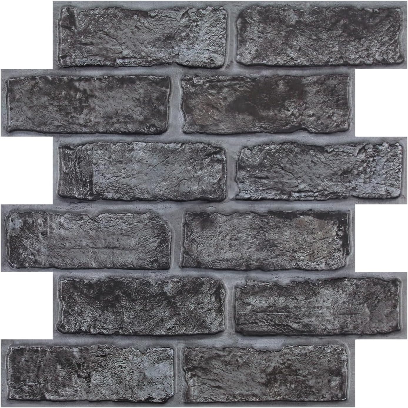 Commomy 3D Faux Brick Wall Panels - Brick WUZ | Small Size Thin PVC Brick Wallpaper Tiles Backsplash for Kitchen,Bedroom,Living Room,Quick DIY Wall Decor(Covers 9.7 sq.ft)