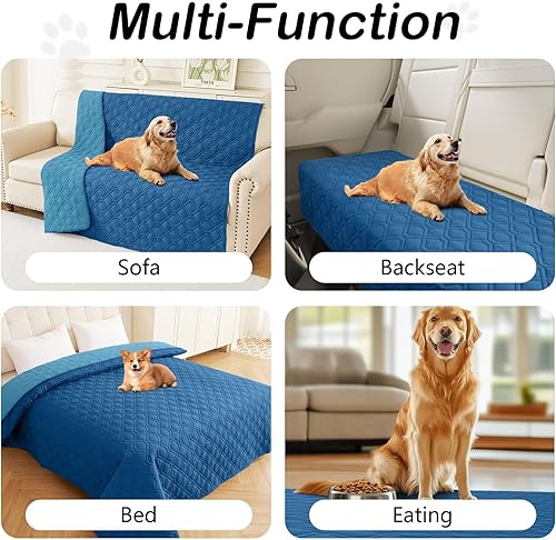 Miniatura 5 de hyha - Cobija o funda de sofá impermeable para cama o mueble para perro o mascota, suave, impermeable, reversible y lavable, 52 x 82 pulgadas, azul