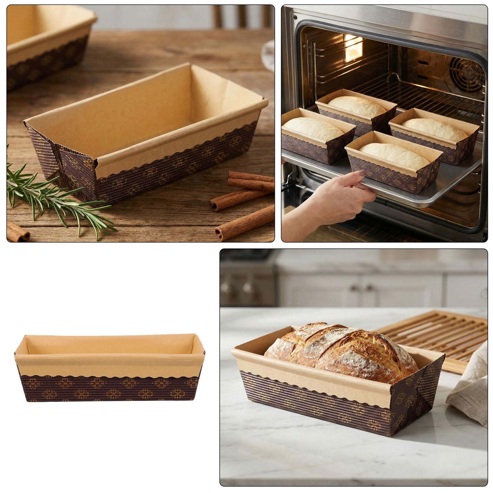 TIDTALEO Moldes de Papel Rectangulares en Forma de Barco para Hornear Pan, Resistentes al Aceite y Aptos para Microondas, Paquete de 50 Unidades para Cocinas y Fiestas