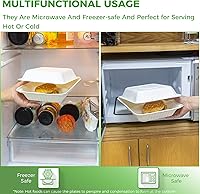 Vista 5 de Azure Zone, Concha desechable compostable de 8 pulgadas, 3 compartimentos, paquete de 100 recipientes para llevar, biodegradables hechos de fibras