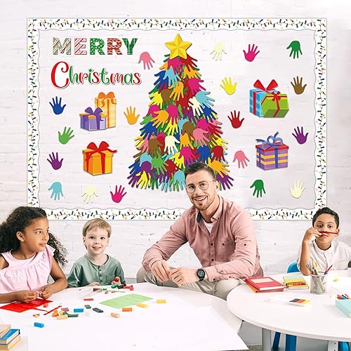 Vista 181 de Juego de decoración de invierno "Snow in Love with Jesus" (La nieve está enamorada de Jesús), con fondo, recortes y bordes de nieve para aula