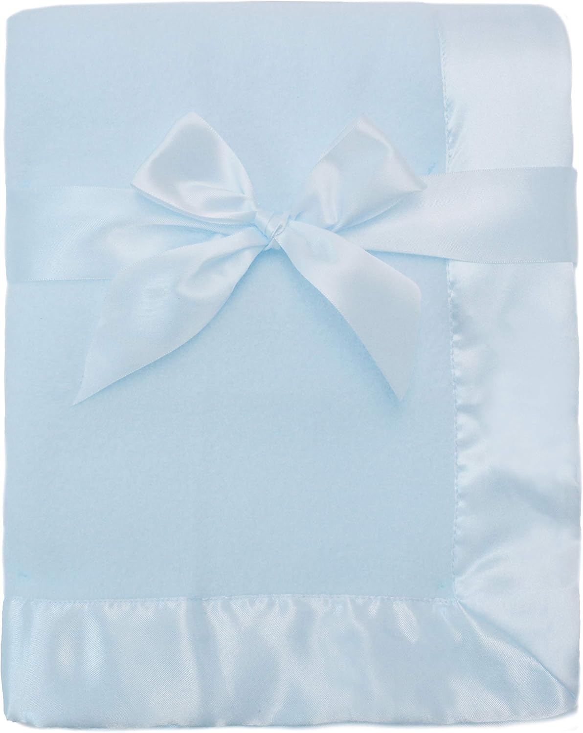 American Baby Company Fleece Blanket with Silk-Like Satin Trim, Soft, Warm & Cozy, Blue, 30″ x 40″ for Boys and Girls, Perfect for Baby Carrier, Stroller, Travel and Gifting