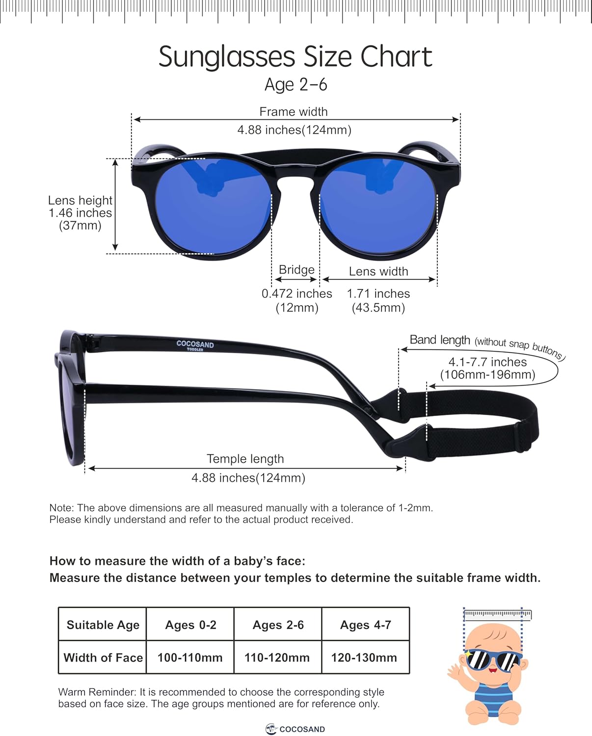 COCOSAND Baby Toddler Sunglasses with Strap Polarized Flexible Round Frame for Newborn Infant Kids Boy Girl Age 0-6 Years Old - Image 5