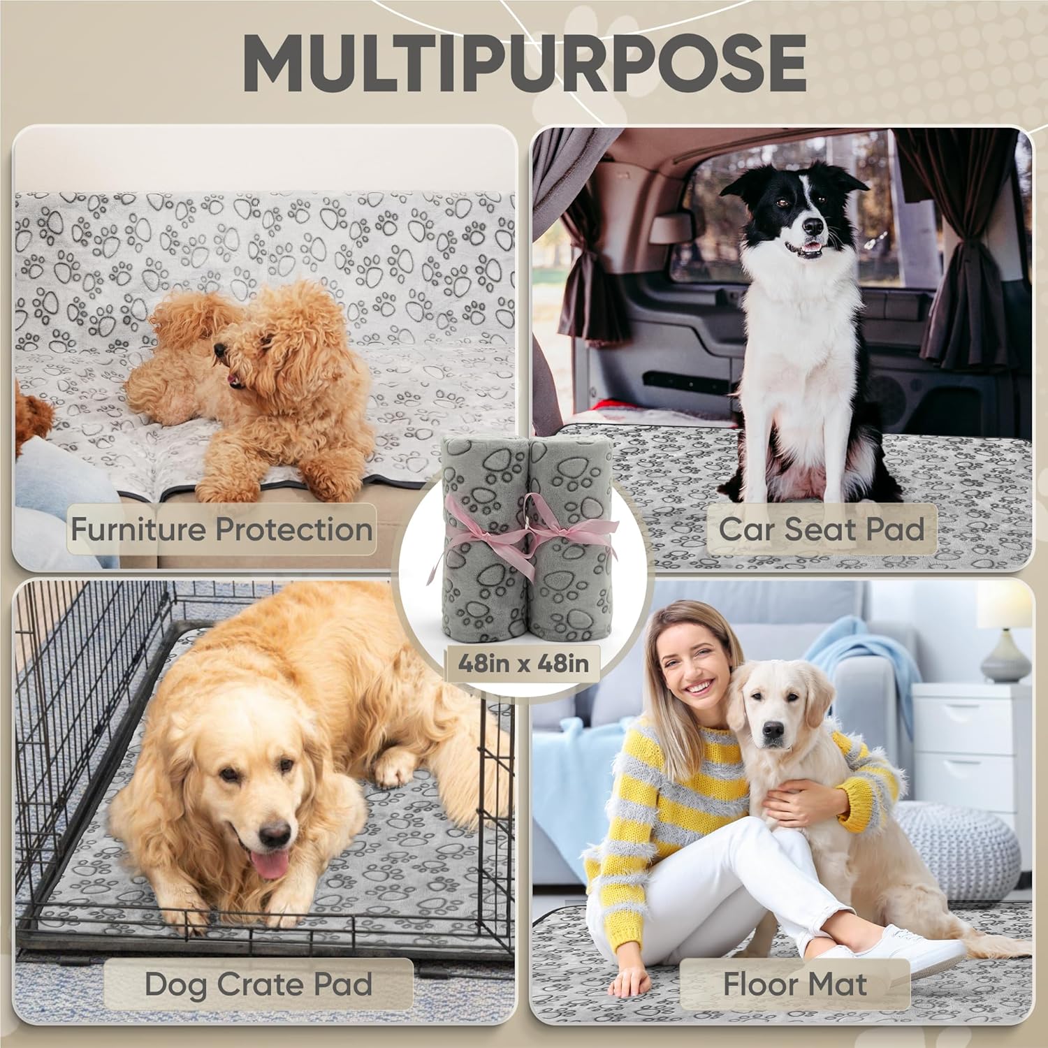 LUNA FUR® The Softest Reusable Puppy Pads - Protect Your Floors & Sofa with Washable Pee Pads for Dogs - Leakproof Dog Potty Training Pads for Playpen, Crate, Whelping Box - New Puppy Gift - 2 Pack