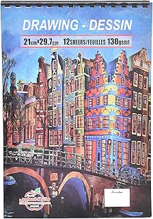 دفتر رسم بسلك 12 ورقة مقاس A4 وزن 130 جرام من المعايرجي بتصميم متين من مواد صديقة للبيئة تتحمل الاستخدام اليومي، ورق أبيض