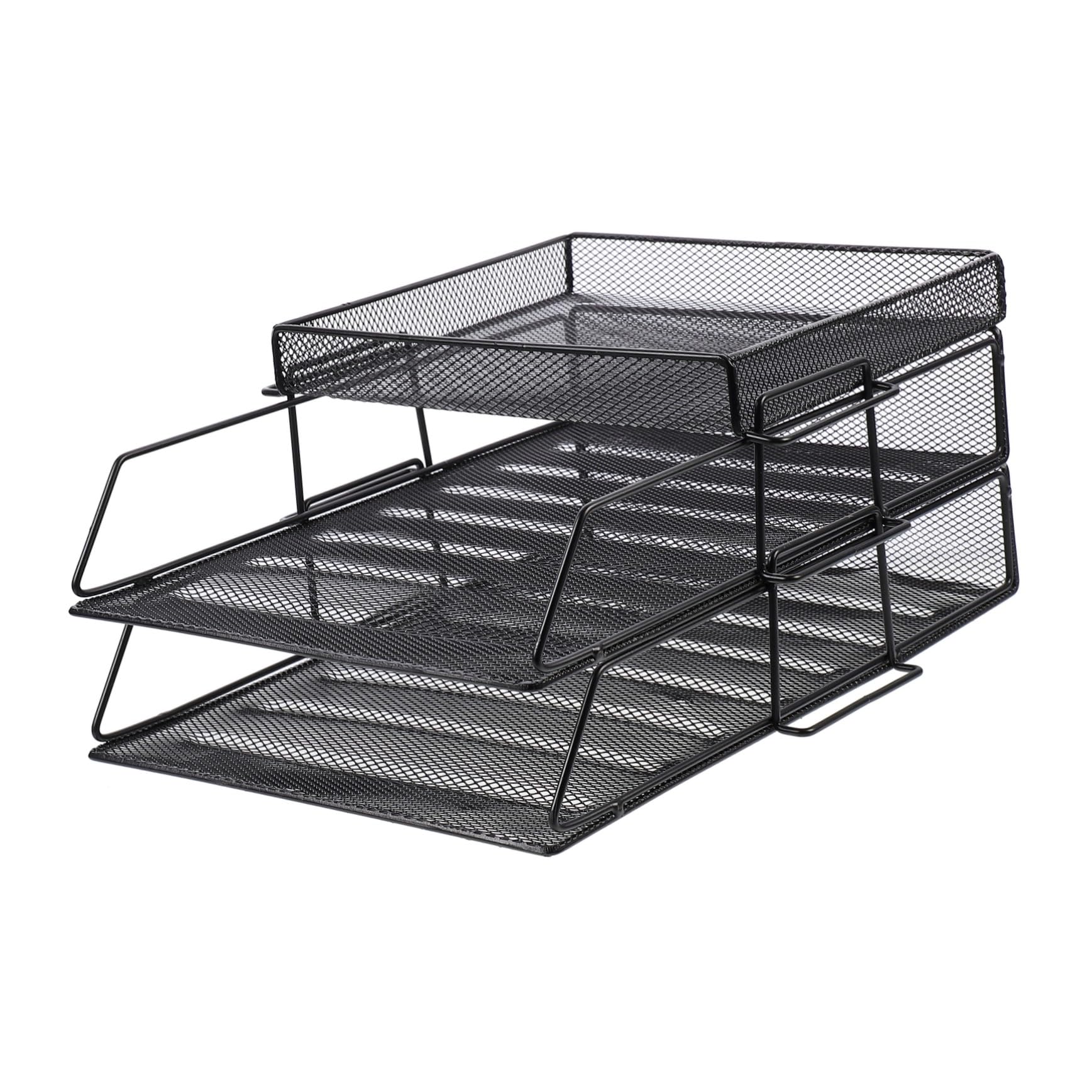 GLEAVI Organisateur de Documents de Fichiers, Plateau de Classement Multicouches en Métal Noir Design en Maille Creuse, Améliore L'efficacité Travail pour Bureau