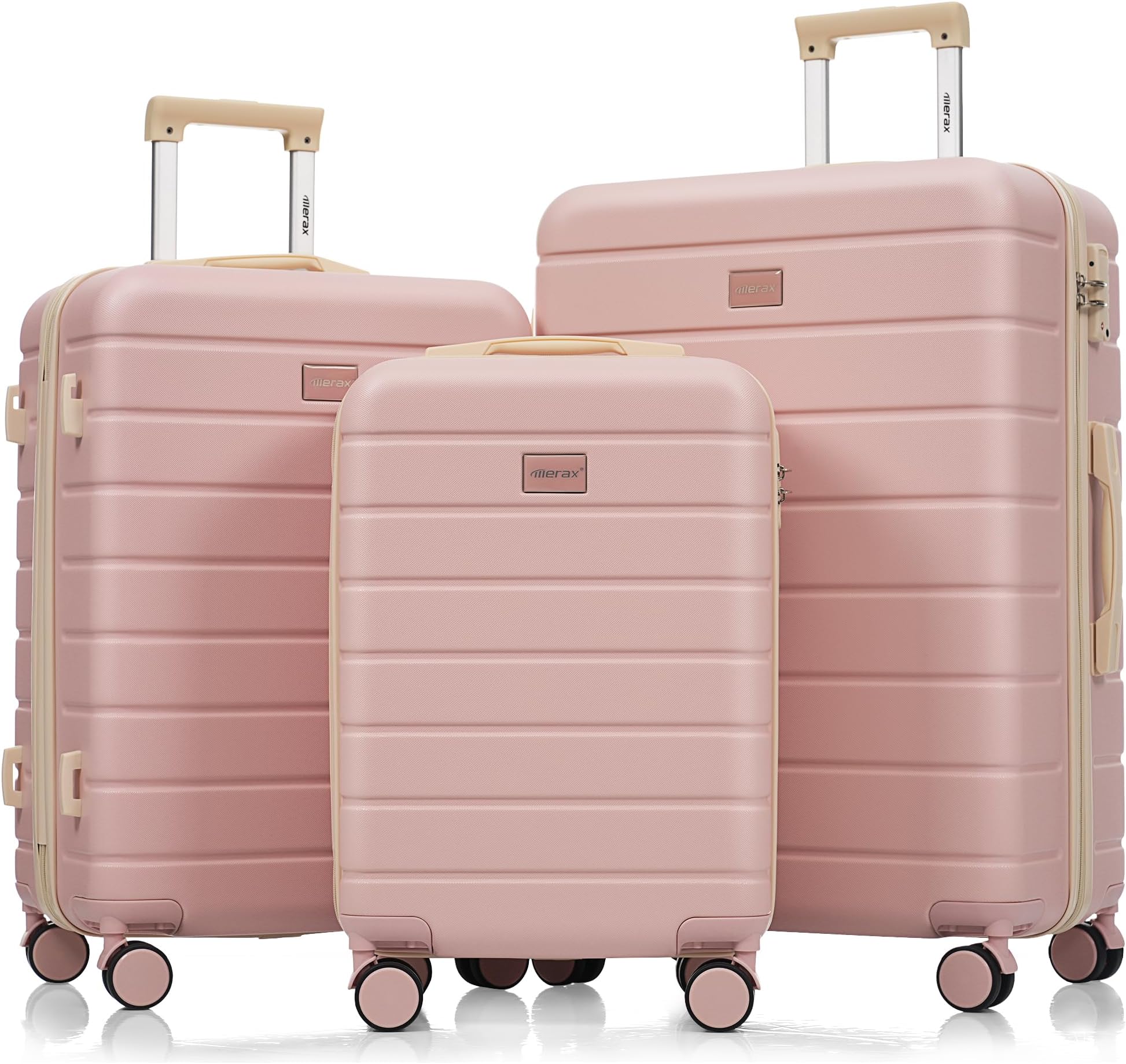 Luggage Set 3 Pcs, ABS Hard Shell Durable Lightweight, 360 Silent Spinner Wheels