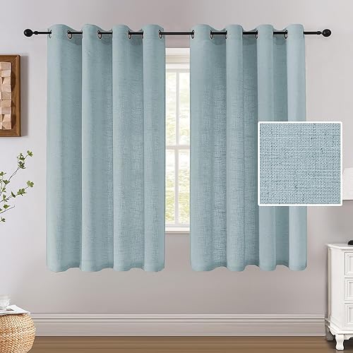 Miniatura 19 de H.VERSAILTEX Cortinas de Lino de 84 Pulgadas de Largo para Sala de Estar, Juego de 2 Paneles, Neutral, Moderno Estilo Casa de Campo, Privacidad de