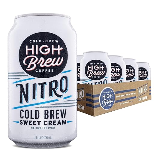 High Brew Coffee, Nitro Sweet Cream, Cold Brew Coffee, 10 FL Oz, Ready-To-Drink (Pack of 12)