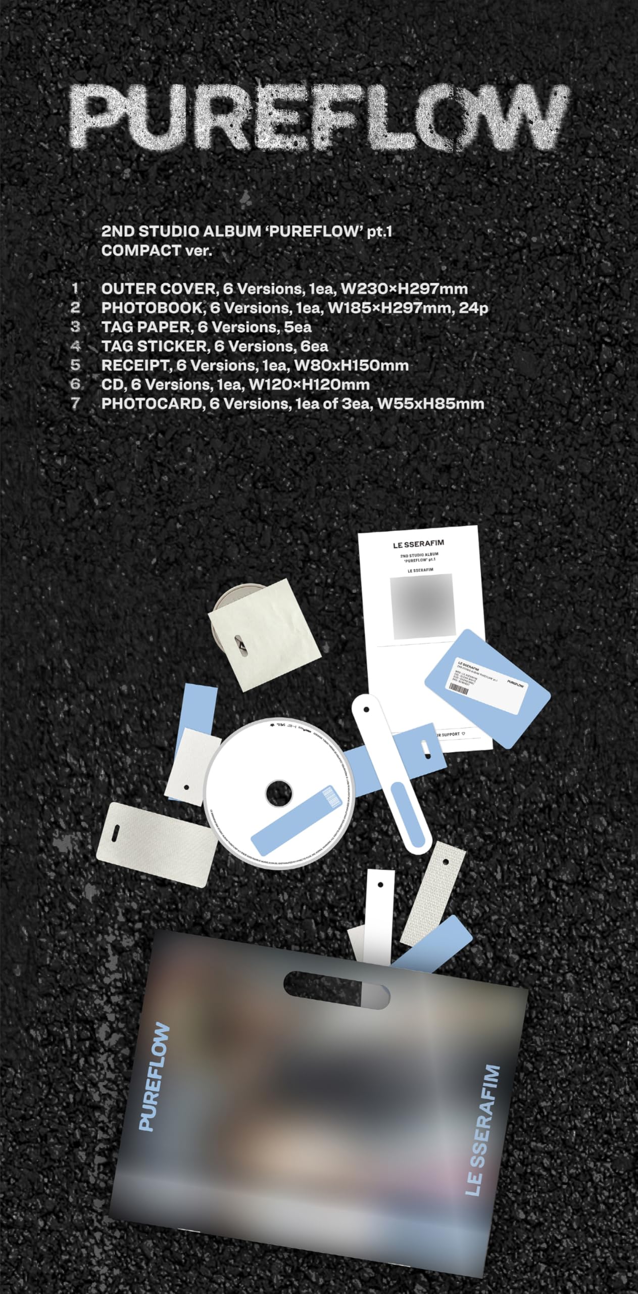 Compact Clean White Version) LE SSERAFIM PUREFLOW pt.1 2nd Studio