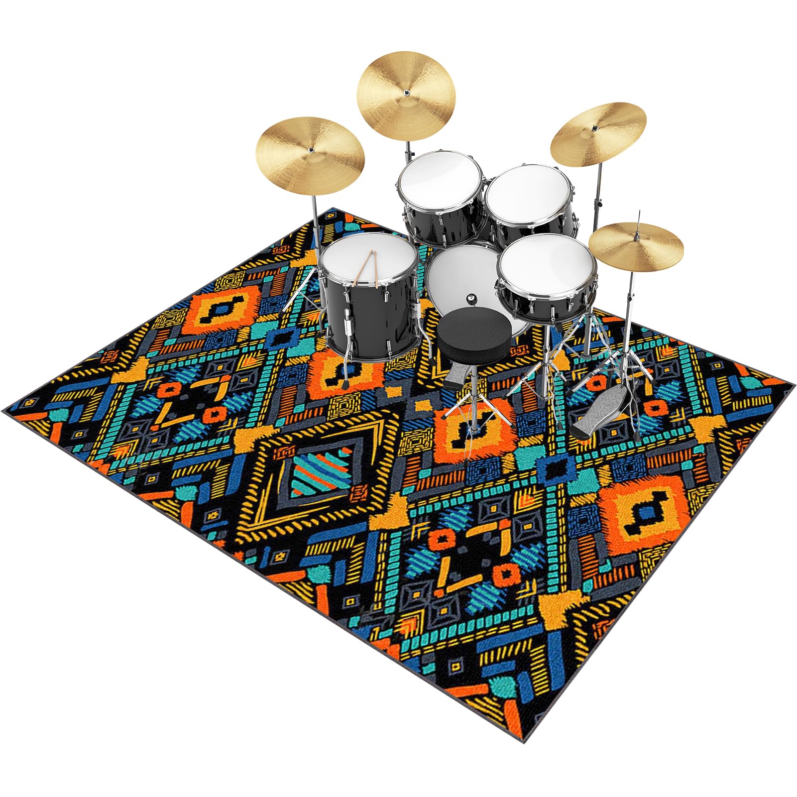 Dywan bębnowy, antypoślizgowy, 140 x 100 cm, dźwiękoszczelny koc, mata bębnowa, bęben jazzowy, zestaw perkusyjny, mata amortyzująca do bębna basowego, werbla i maty instrumentów muzycznych