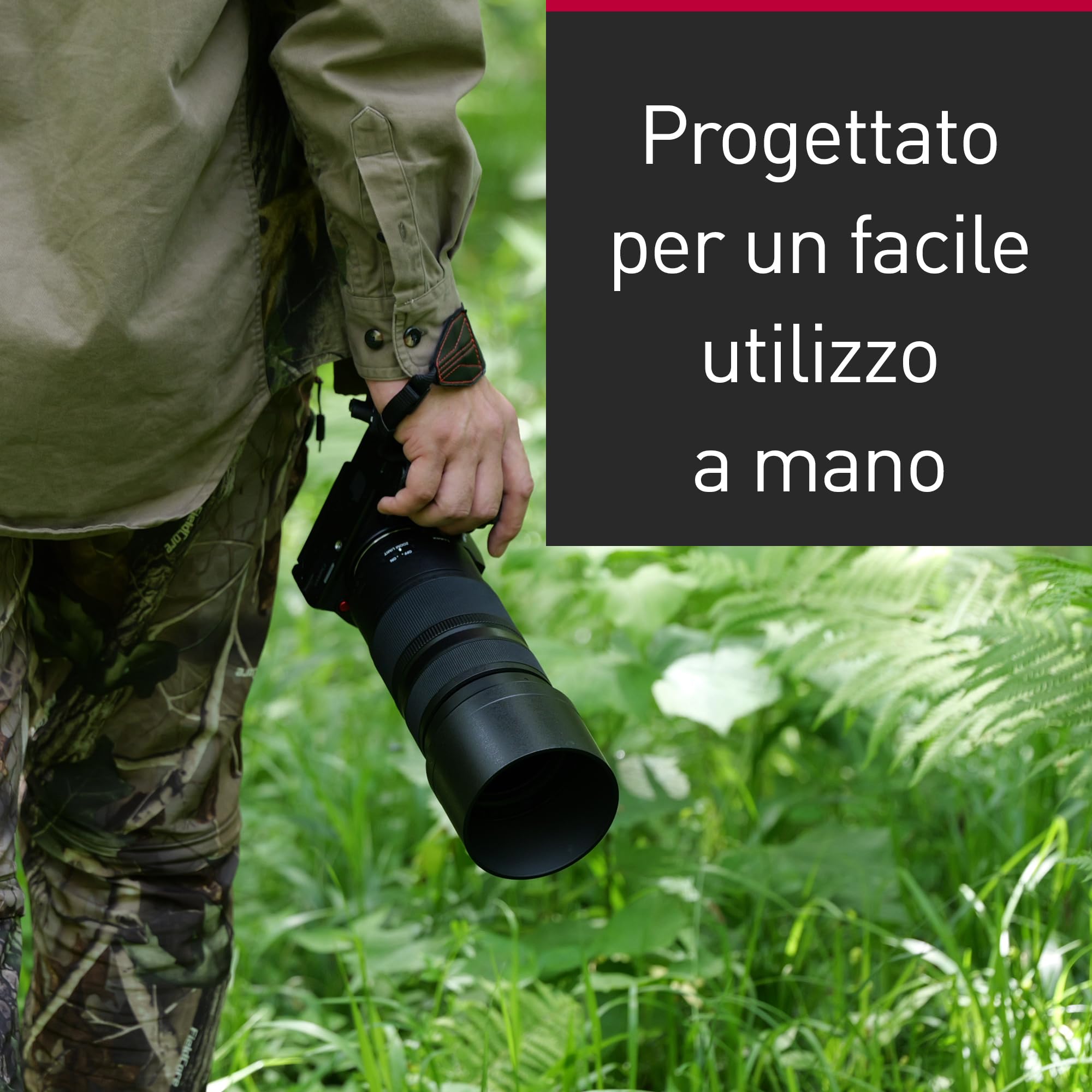 Panasonic LUMIX S-R100500E 100-500 mm F5-7.1 O.I.S. L-Mount, Teleobiettivo Zoom Full-Frame, Messa a Fuoco Ravvicinata 0,8 m, Ghiera di Messa a Fuoco Regolabile, Resistente alle Intemperie, Nero