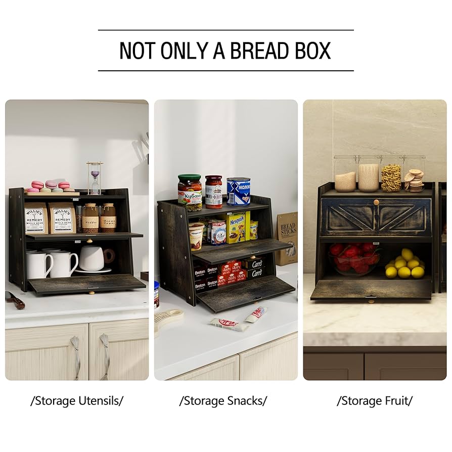 Amazon.com: Trironsun Vintage Double Layer Bread Box for