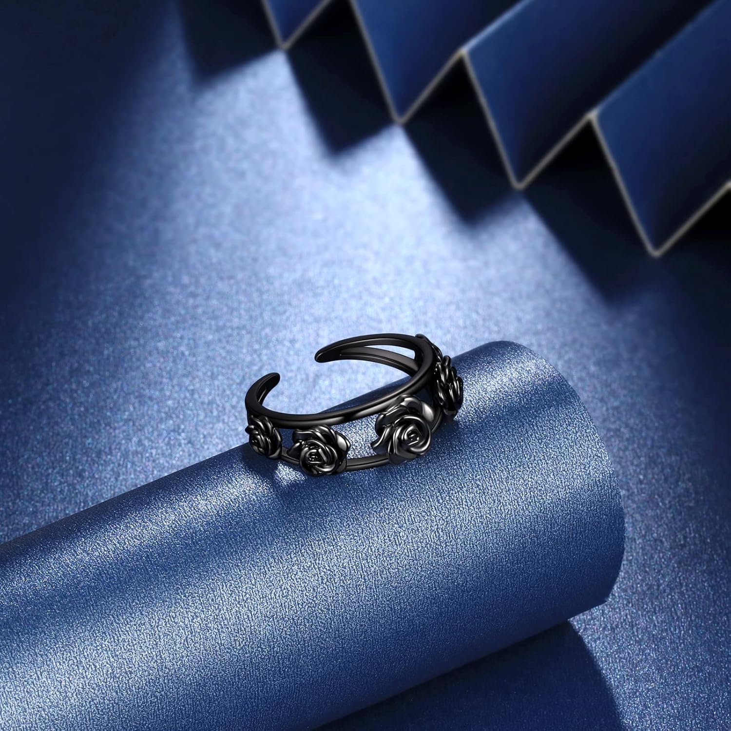 beautlace Rose Adjustable Rings Silver/Black Gun Plated Rose Flower Love Open Ring Elegant Wedding Engagement Jewelry Gifts for Women - Image 3