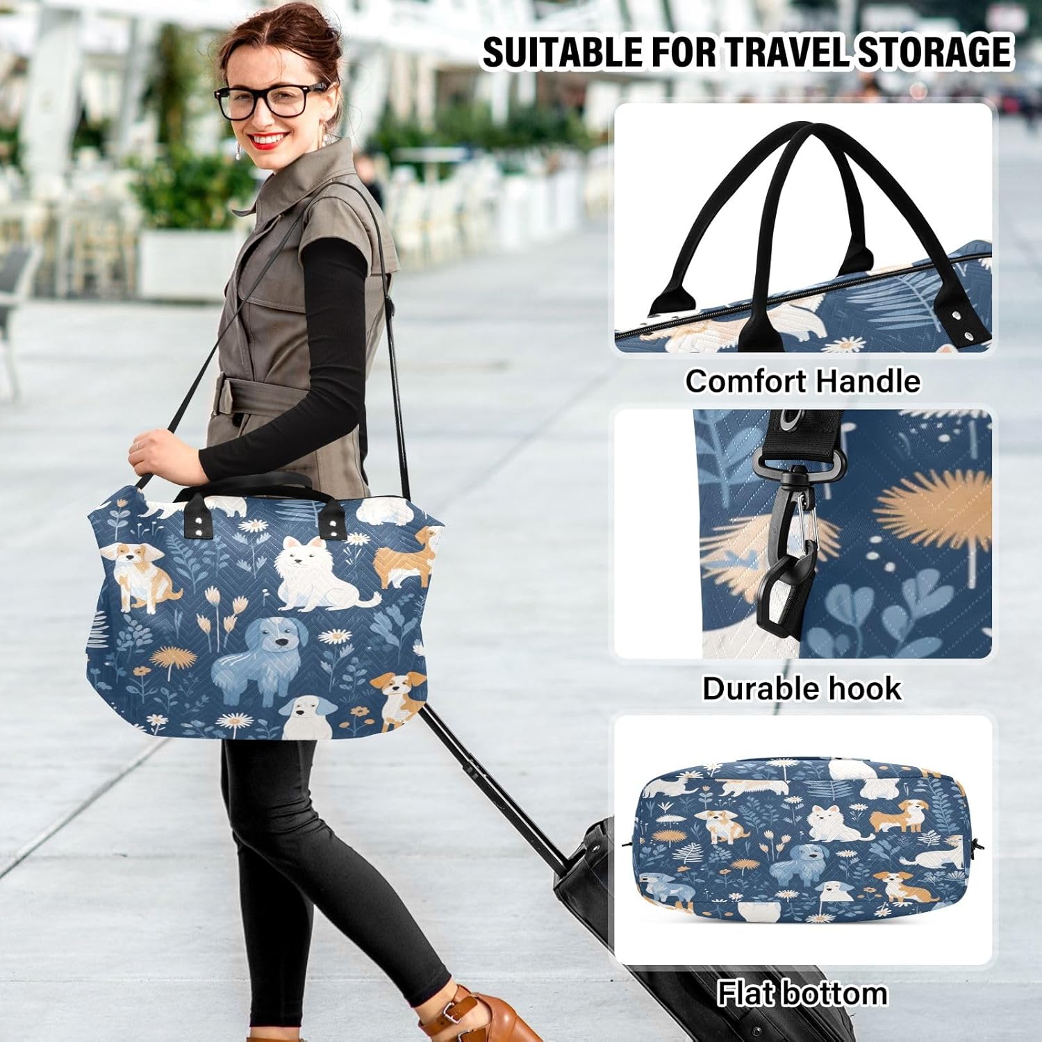 Dog Froest Travel Duffle Bag Gym Yoga Carry on Bags for Men Women Weekender Bag - Image 6