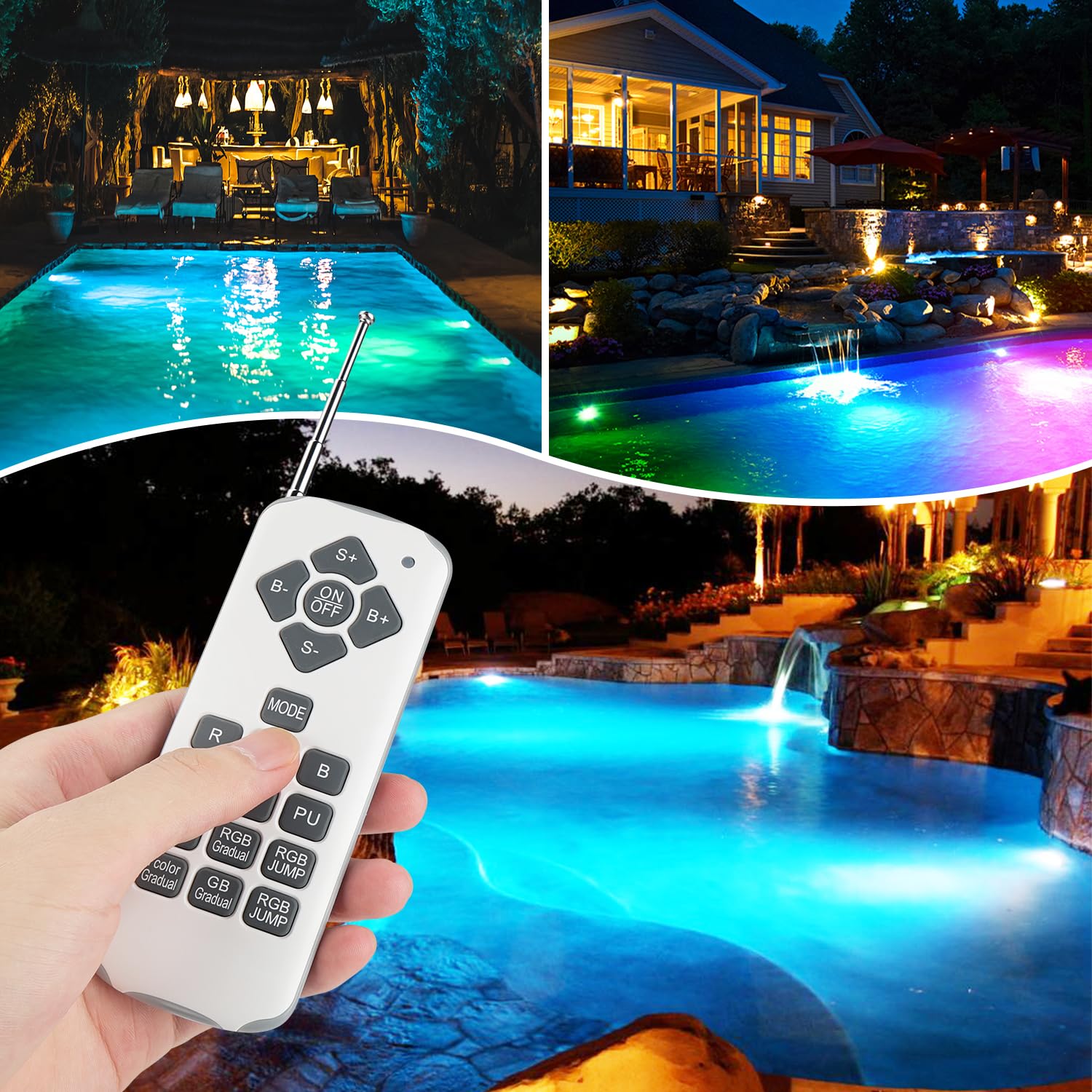 Foco de Piscina LED Par56, 20W RGB iluminación de la Piscina con mando a distancia, IP68 bajo el agua de iluminación LED, AC/DC 12V lámpara de la piscina reemplazar PAR56 foco y foco halógeno
