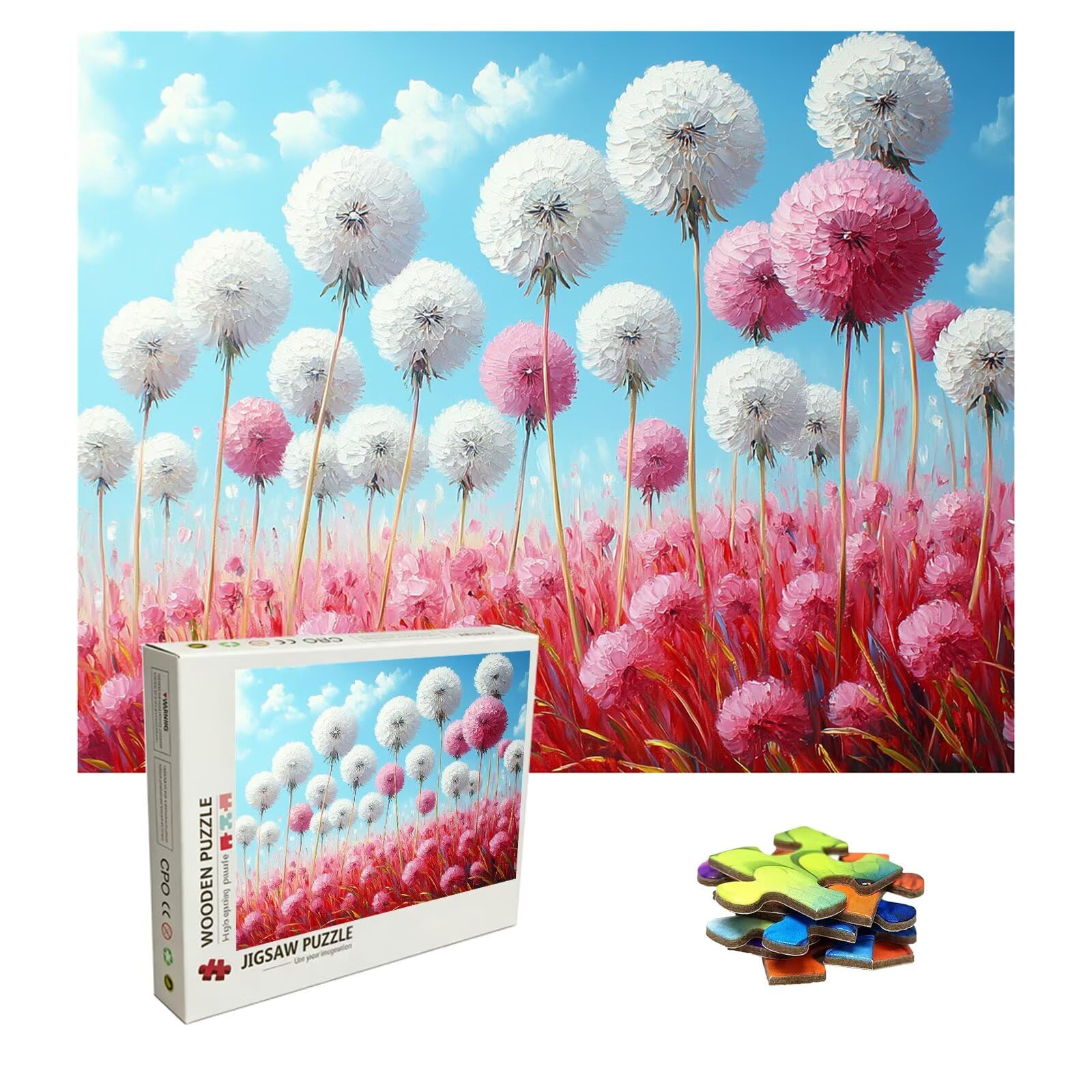 Zestaw puzzli 5000 elementów, trudne puzzle, drewniane puzzle dla całej rodziny, zestaw "zrób to sam" dla dorosłych, nadają się jako dekoracja ścienna, prezent dla kobiet, temat: dmuchawiec 8p-845