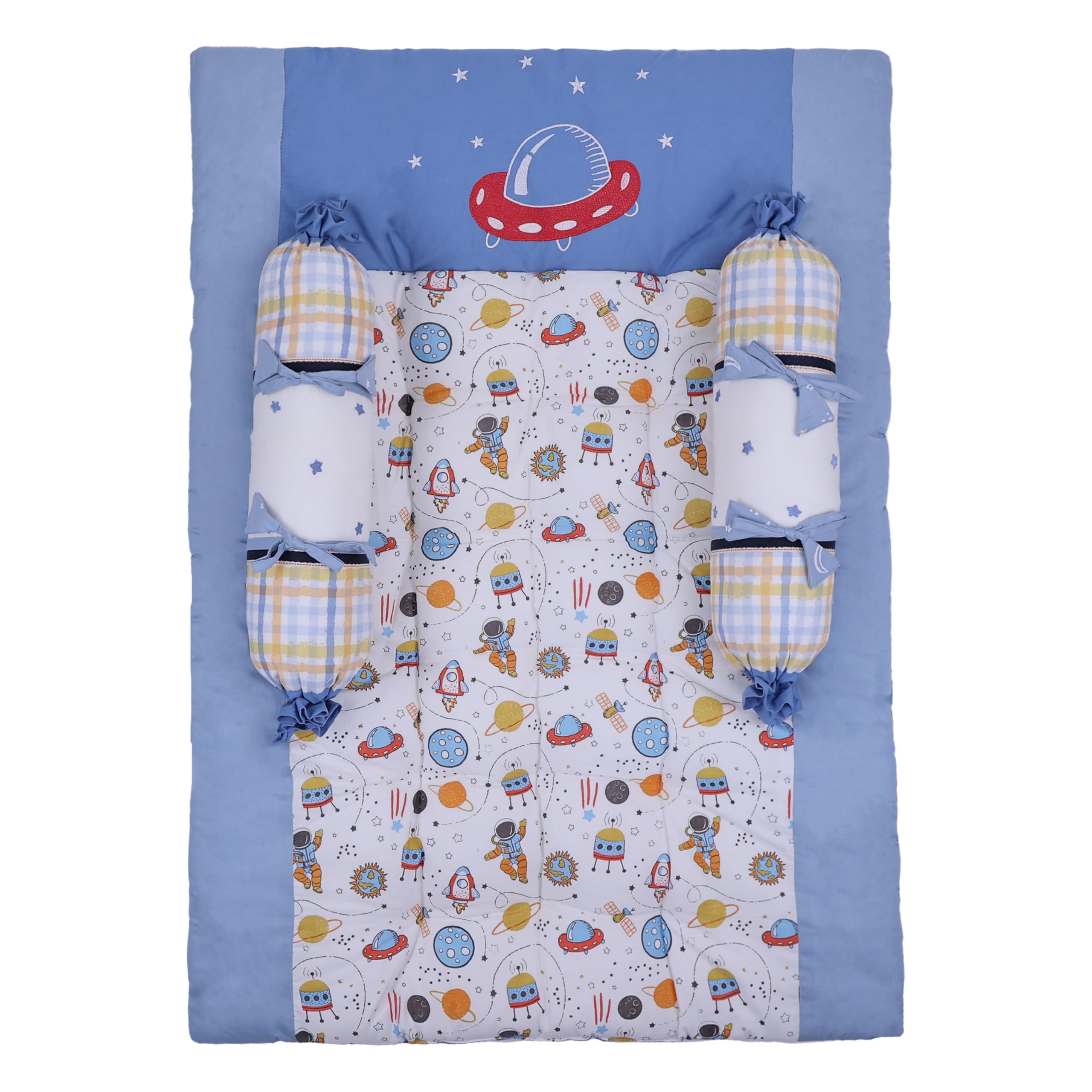 abracadabra Cotton Bedding Set (3 Pieces, 0-2 Years, 88 cm X 60 cm, Rocketman, Blue)