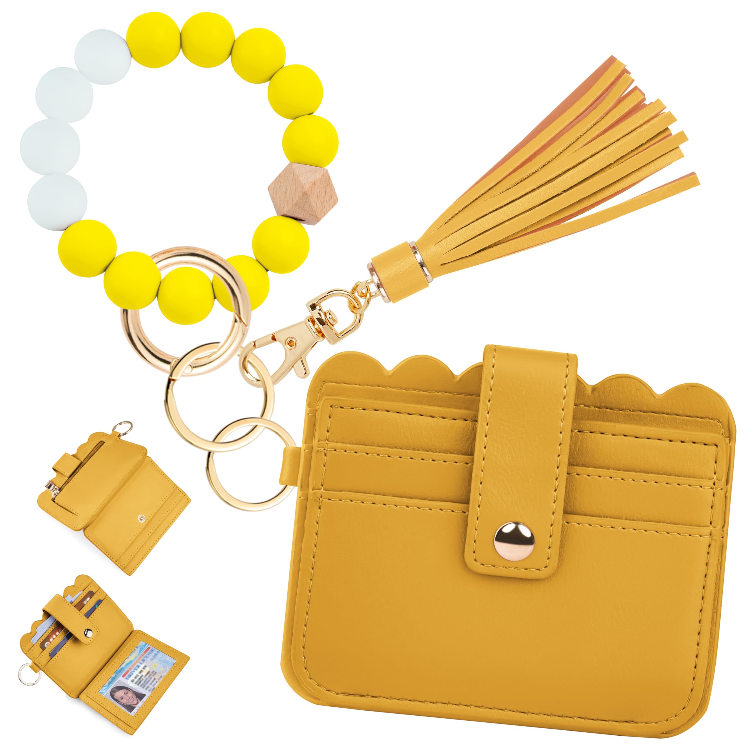 Wristlet Wallet for Women with Keychain – RFID Card Holder Small Wallet Wristlet with Key Ring