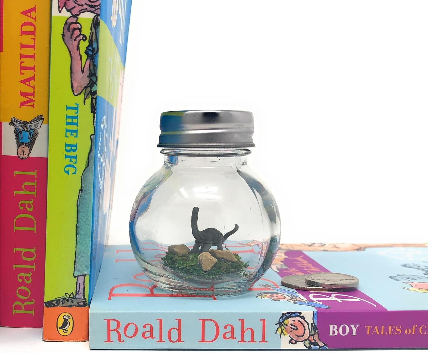 Mini Dinosaur Desk Pet Gray with Adoption Certificate Handmade USA Funny Gift for Adults Kids