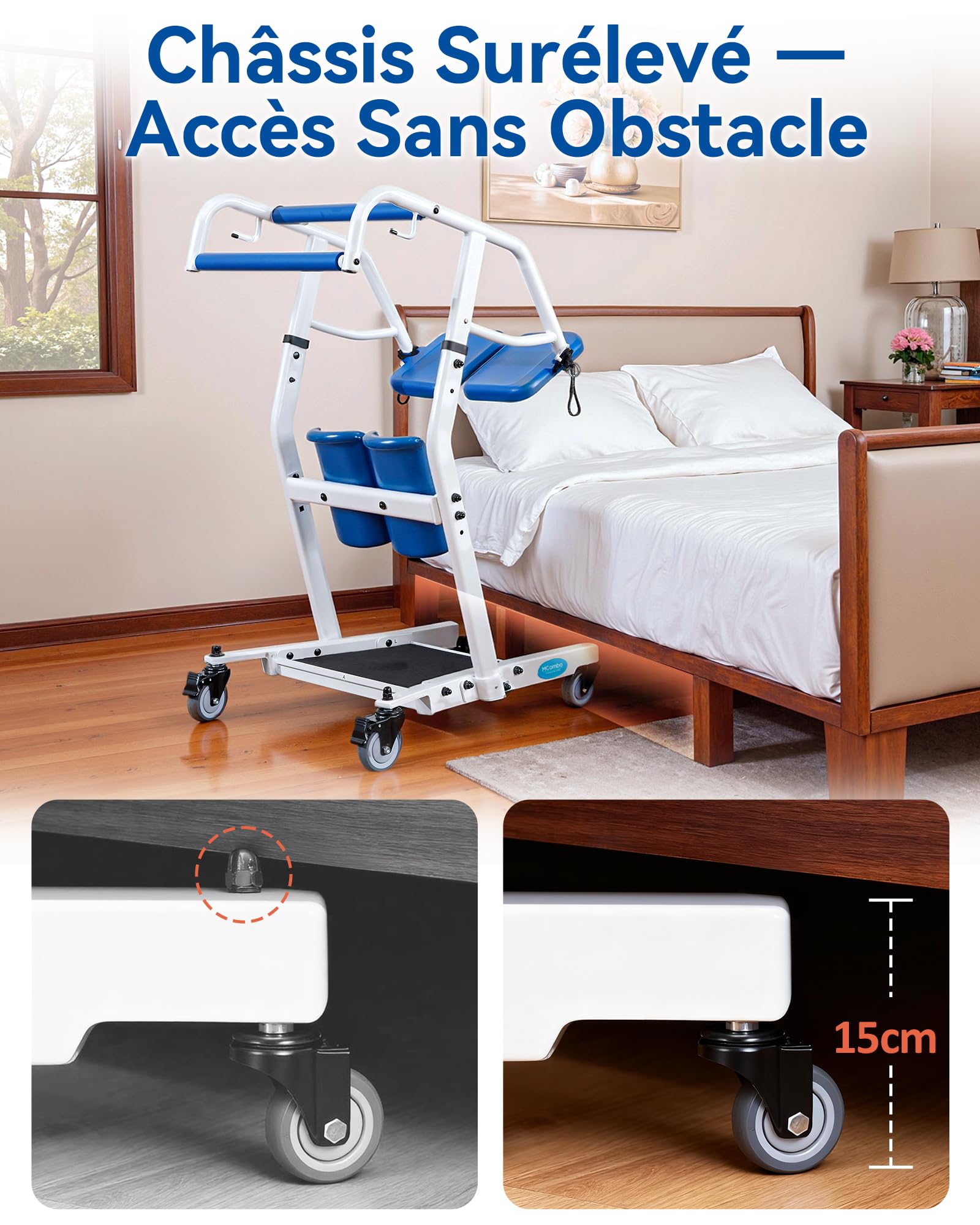 MCombo Aide au Lever pour Personnes Handicapées, Verticalisateur de Transfert avec Ceinture, Lève-Personne pour Aide au Transfert des Personnes Âgées, Assistance à la Station Debout à Domicile