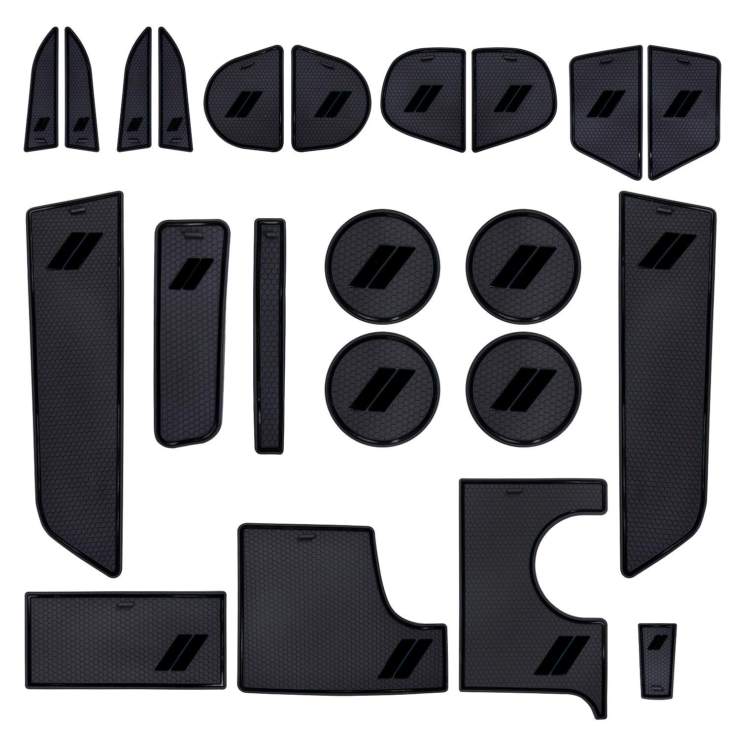 SENSHINE Accessories for Dodge Charger 2015-2021 Cup Holder Insert Center Console Shifter Liner Trim Door Packet Mats 22PC Set (Black Trim)
