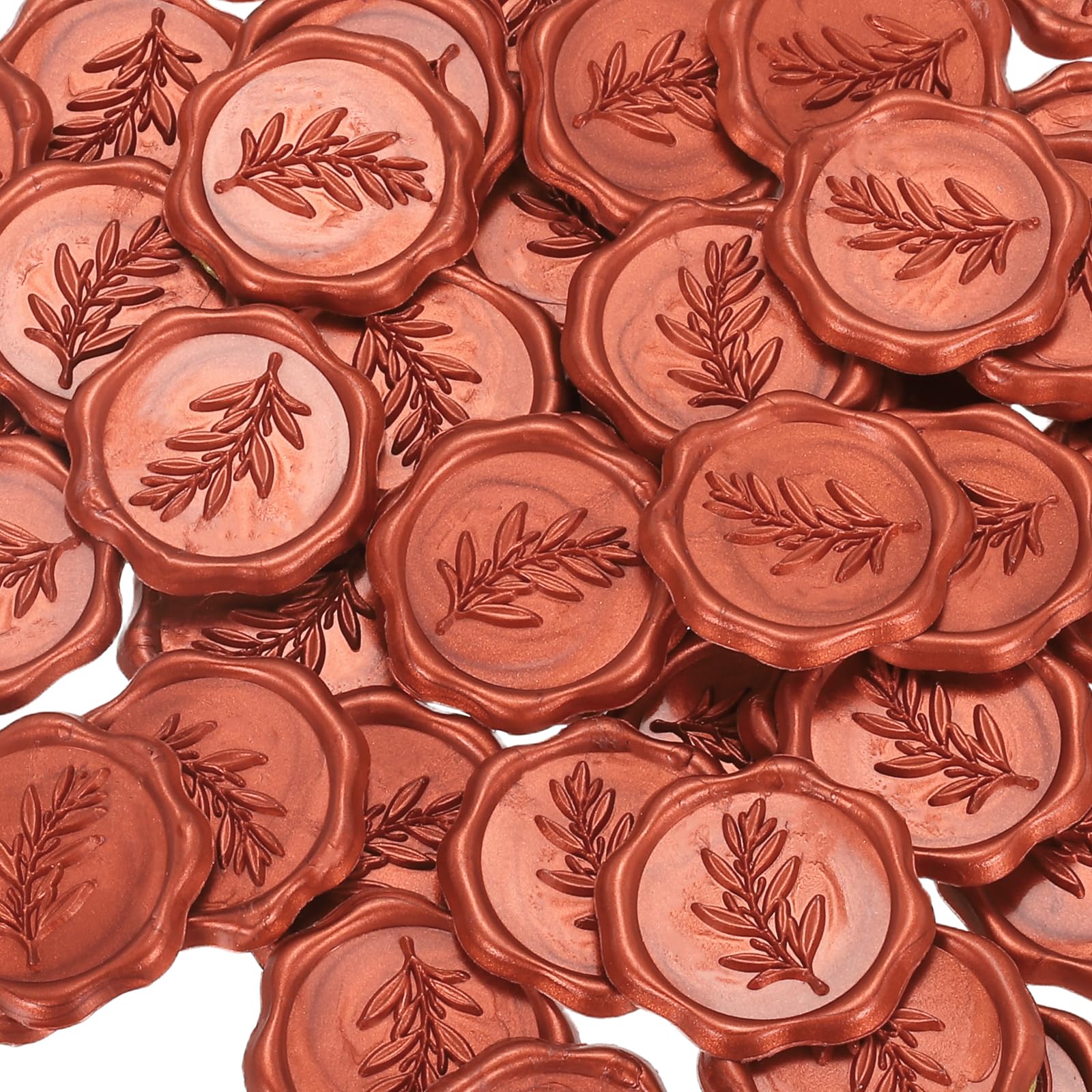 PATIKIL Wax Stamp Stickers, 100Pcs Wax Seal Stickers 3D Embossed Self-Adhesive Envelope Seals Foliage Pattern for Wedding Invitations Gift Wrapping Party DIY Craft, Wine Red