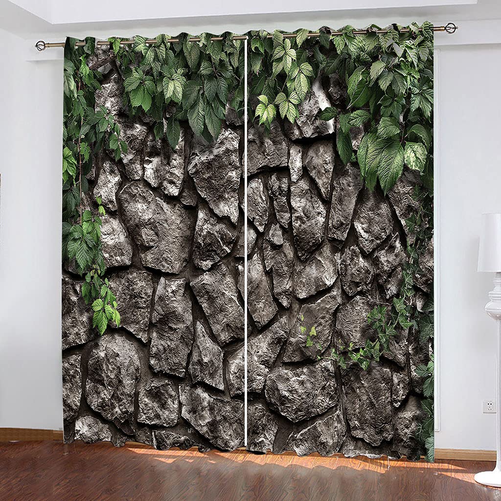 Rideaux grande largeur pour chambre motif art mural rotin 3D