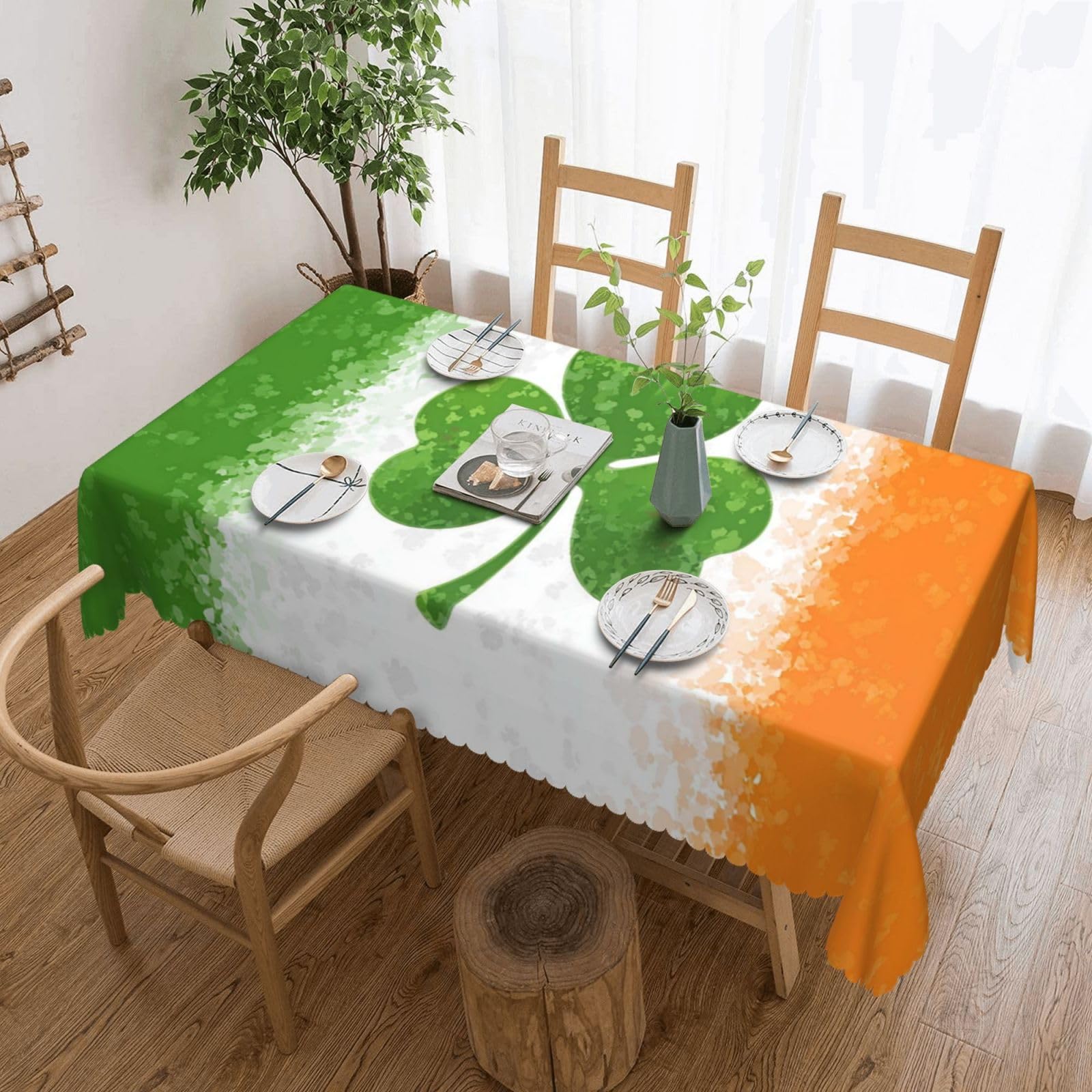 XOPEKVLAWM Table Cloth for Rectangle Tables Waterproof Stain Resistant Table Cloths irish flag Tablecloth Decorative Fabric Wrinkle Free Table Cover for Thanksgiving Dining Party 137 x 183 cm