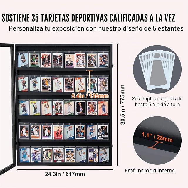 Foto 5 de 8 de VEVOR Vitrina para 35 Tarjetas Deportivas con 98% de Protección UV, 617 x 775 x 55 mm