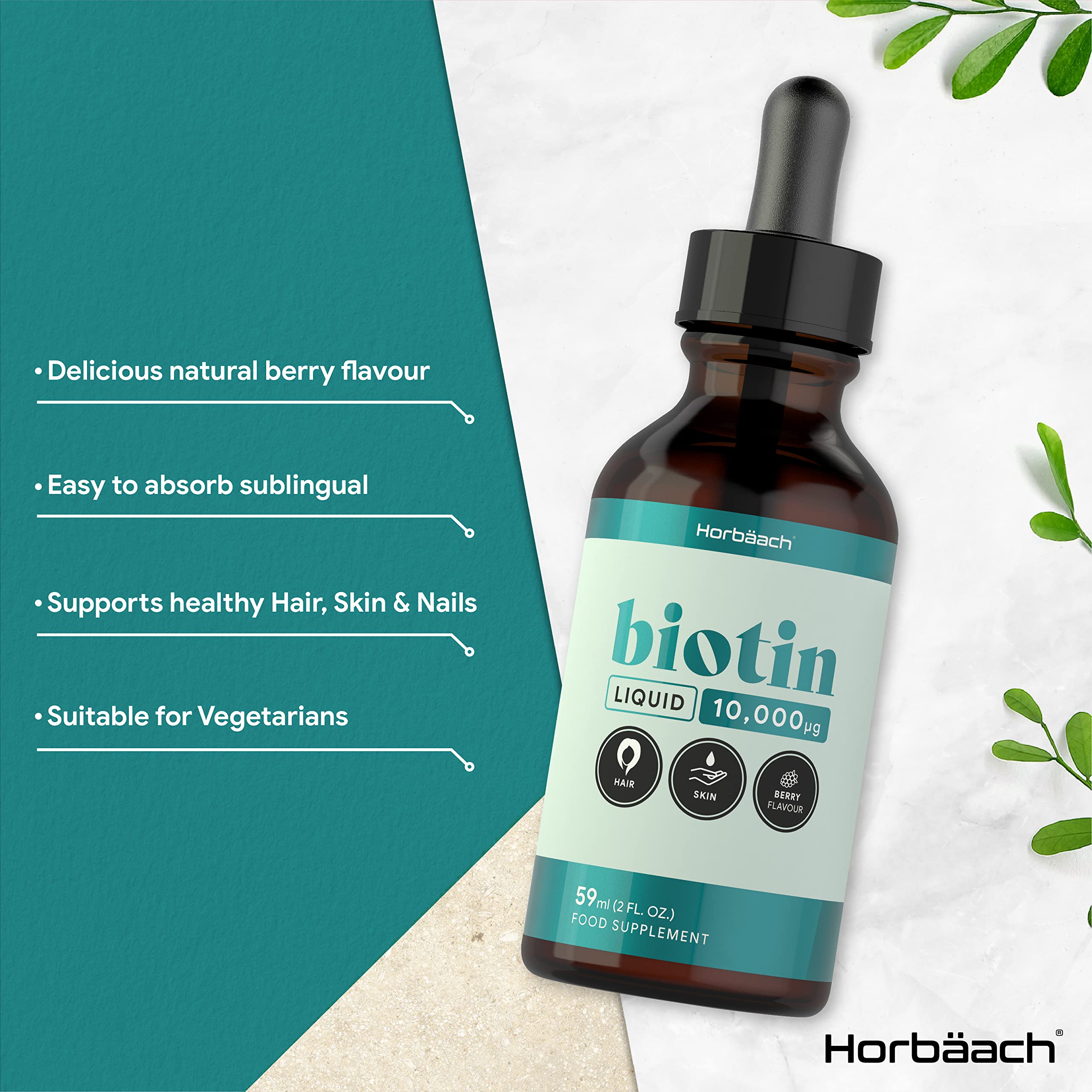 Buy Biotin Hair Growth Supplement 10000 mcg Liquid Drops 59 ml