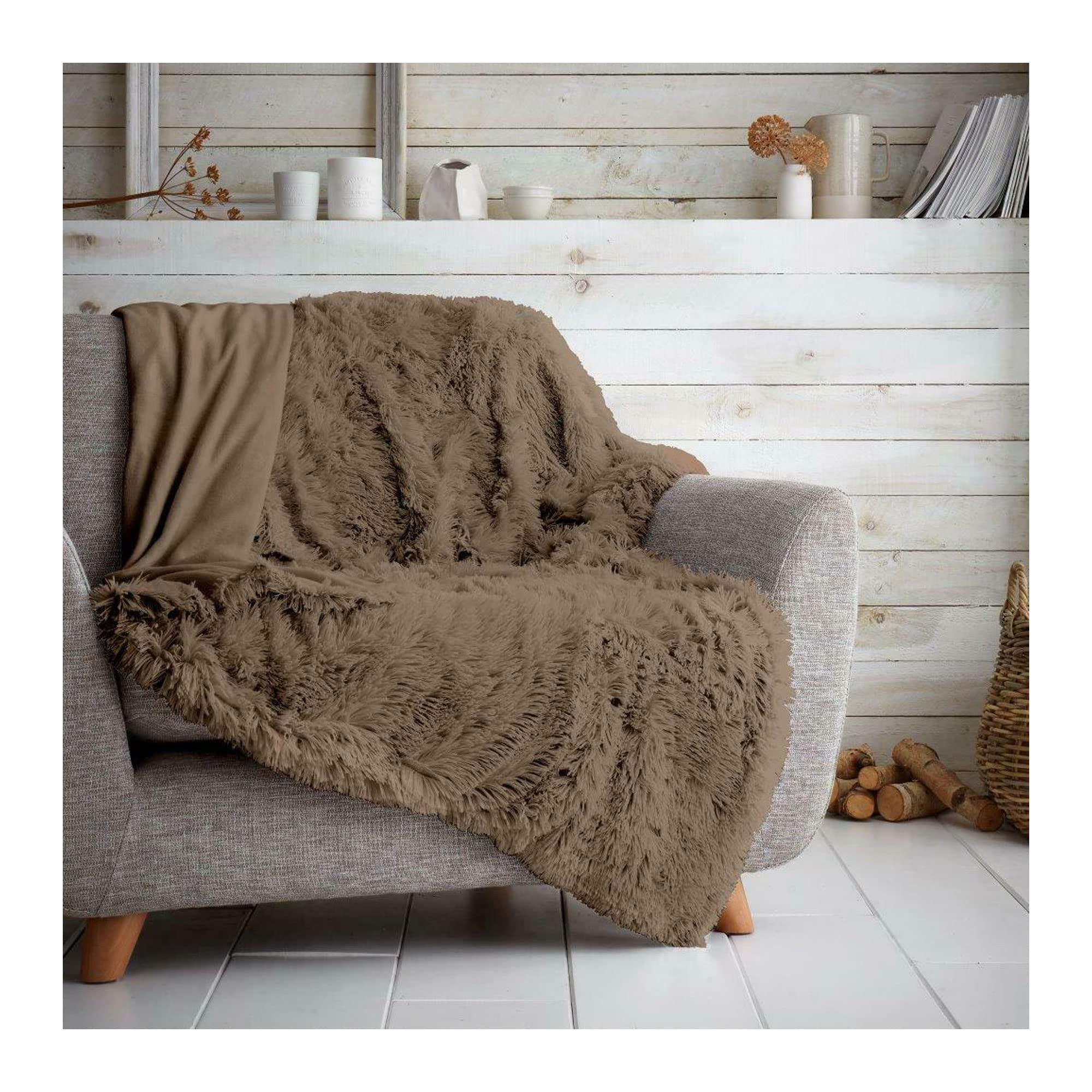 FAIRWAYUKFluffy Faux Fur Throw 150x200 cm, Premium Longhair Warm Cosy Fluffy Blanket for Bed, Ultra Soft Comfort Fleece Throws for the Sofa, Bed, Chair, Settee, Couch, Mink