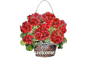 Tomotato Artificial Geranium Hanging Baskets for Outdoors Decoration