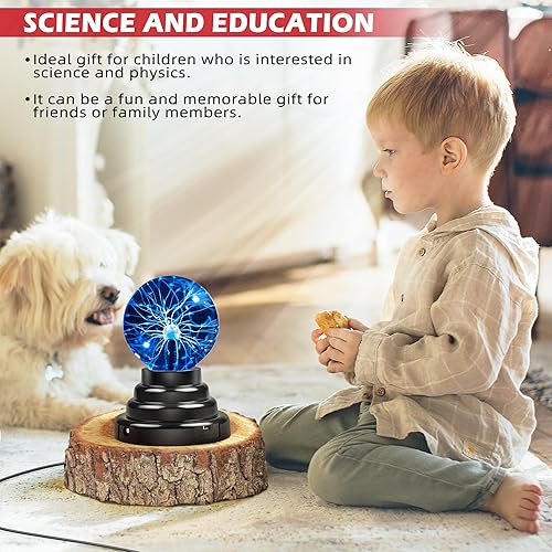Miniatura 2 de Flashmen Bola de plasma Lámpara de ciencia de luz azul para niños sensible al tacto, globo de plasma, lámpara decorativa, novedad de Halloween,