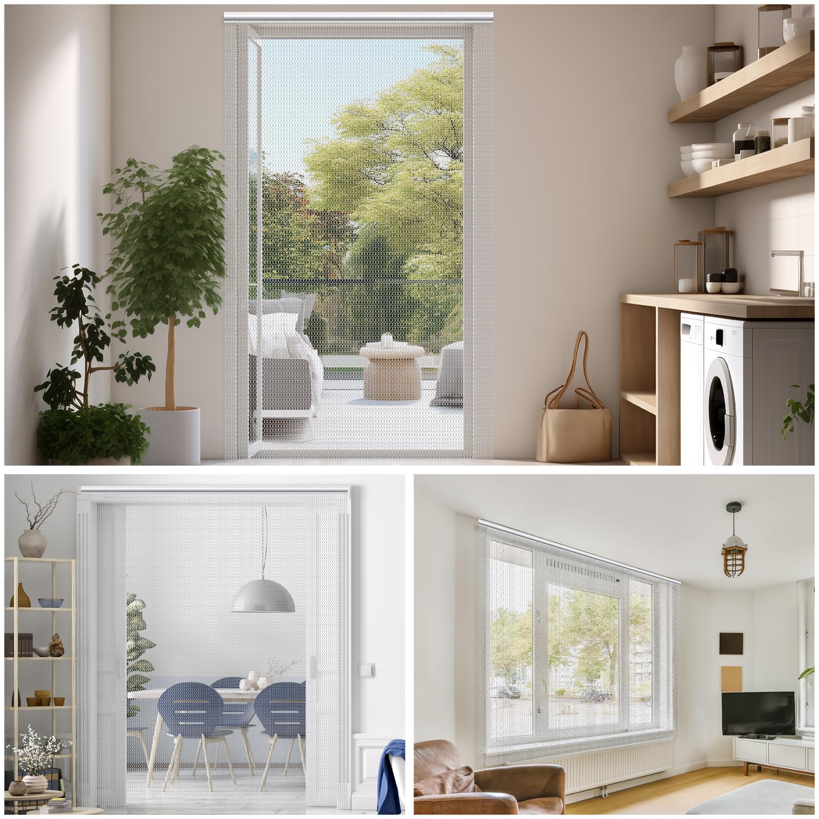 Chaînes de moustiquaire pour portes - Argenté - 80 x 200 cm - Chaîne en aluminium - Moustiquaire en métal pour empêcher les mouches d'entrer